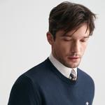 GANT Erkek Lacivert Regular Fit Bisiklet Yaka Kazak