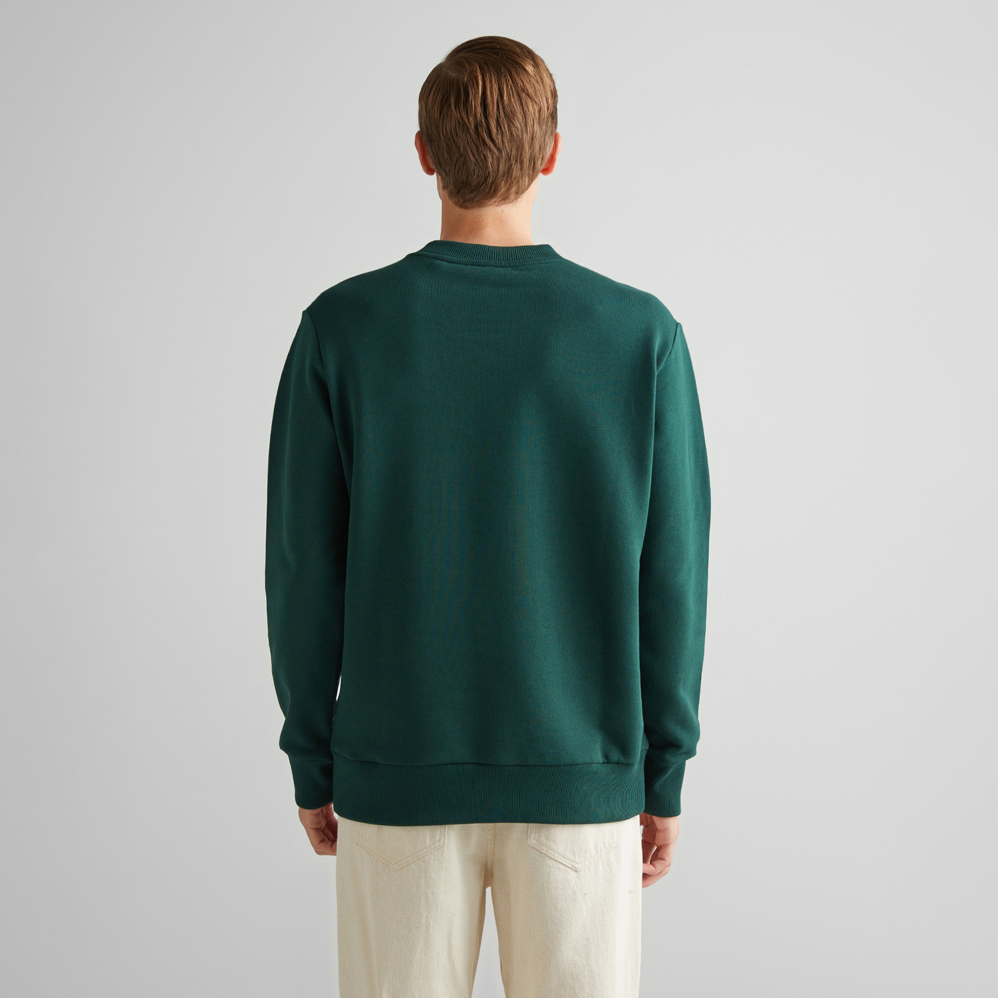 GANT Erkek Yeşil Regular Fit Bisiklet Yaka Logolu Sweatshirt