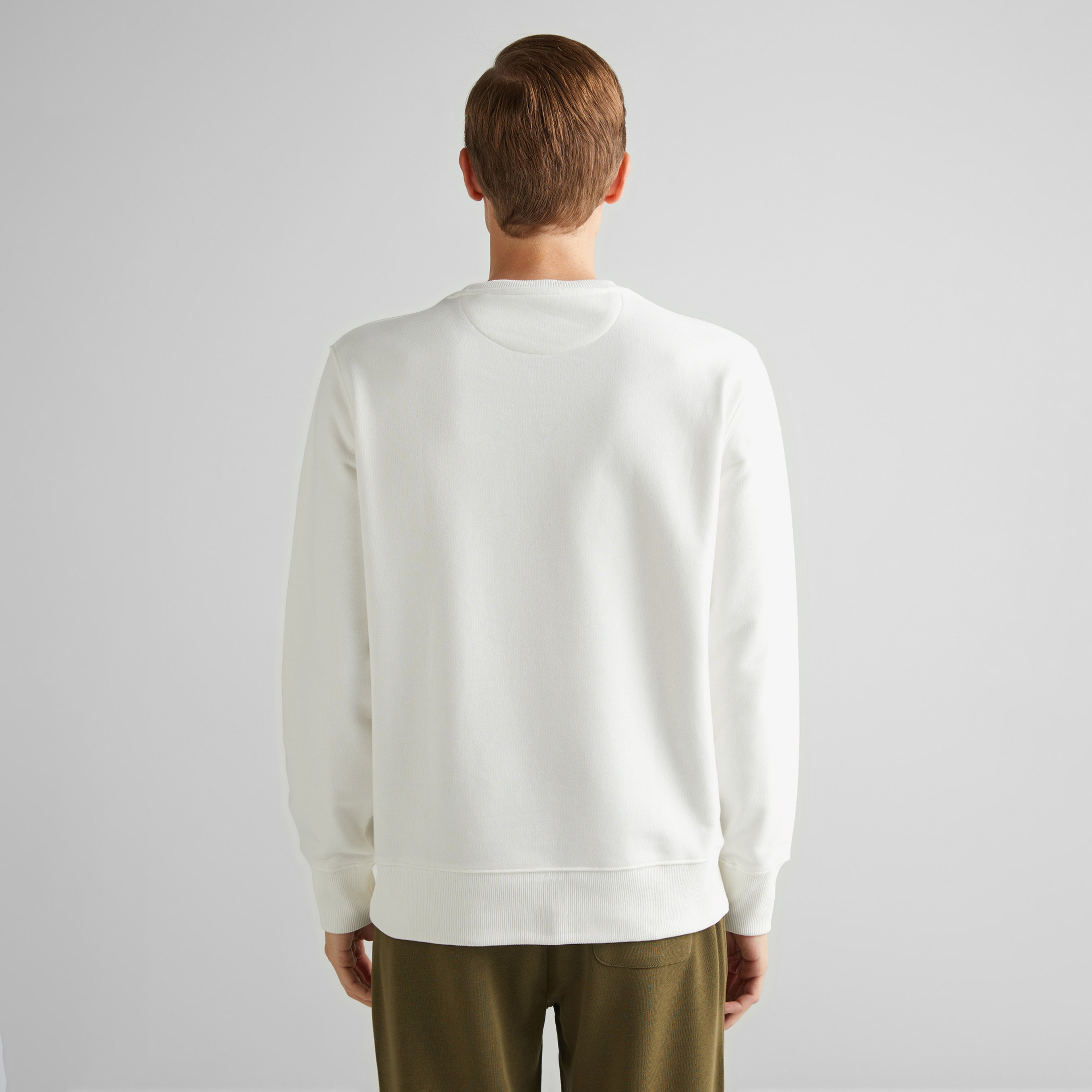 GANT Erkek Krem Regular Fit Bisiklet Yaka Logolu Sweatshirt
