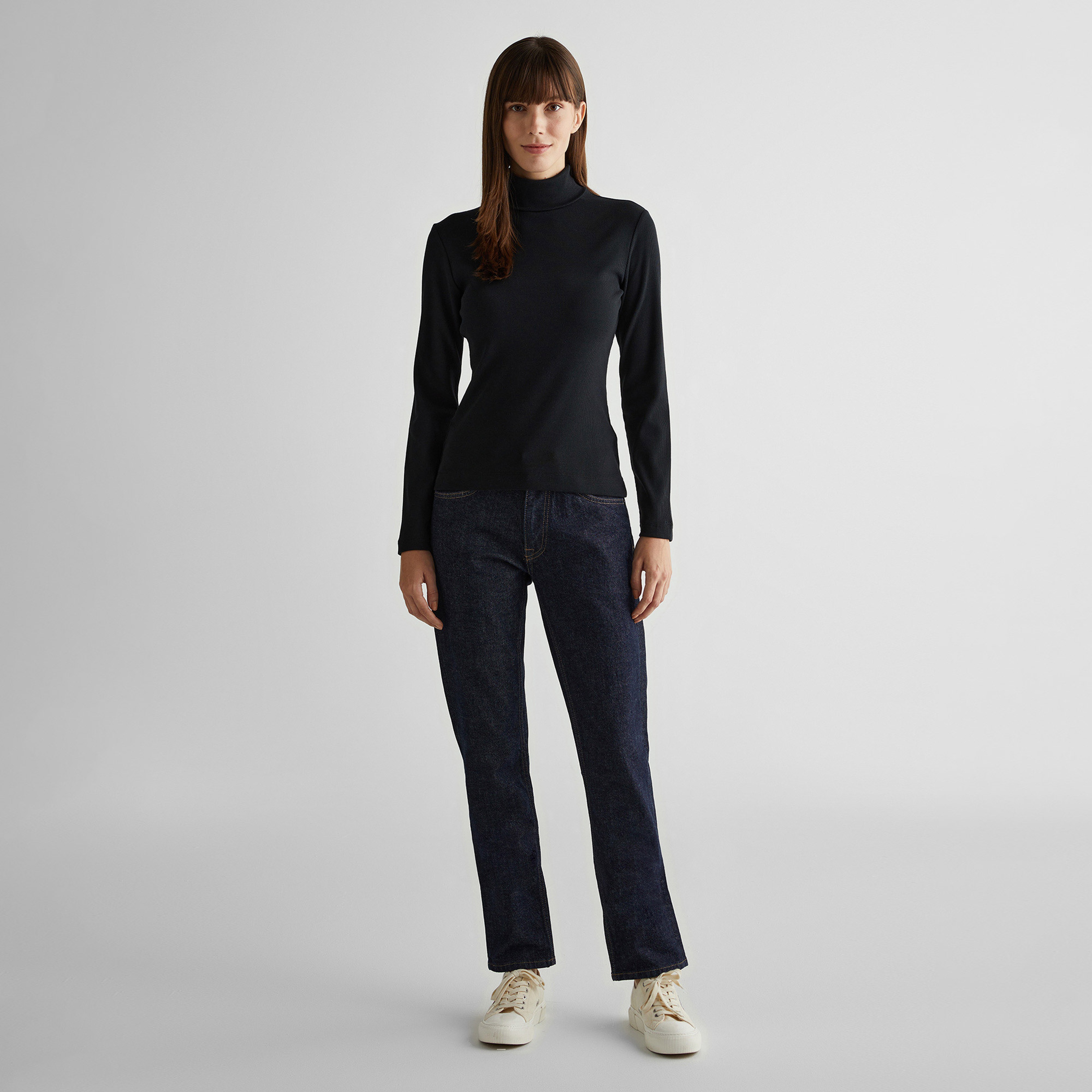 GANT Kadın Siyah Regular Fit Boğazlı Yaka T-Shirt