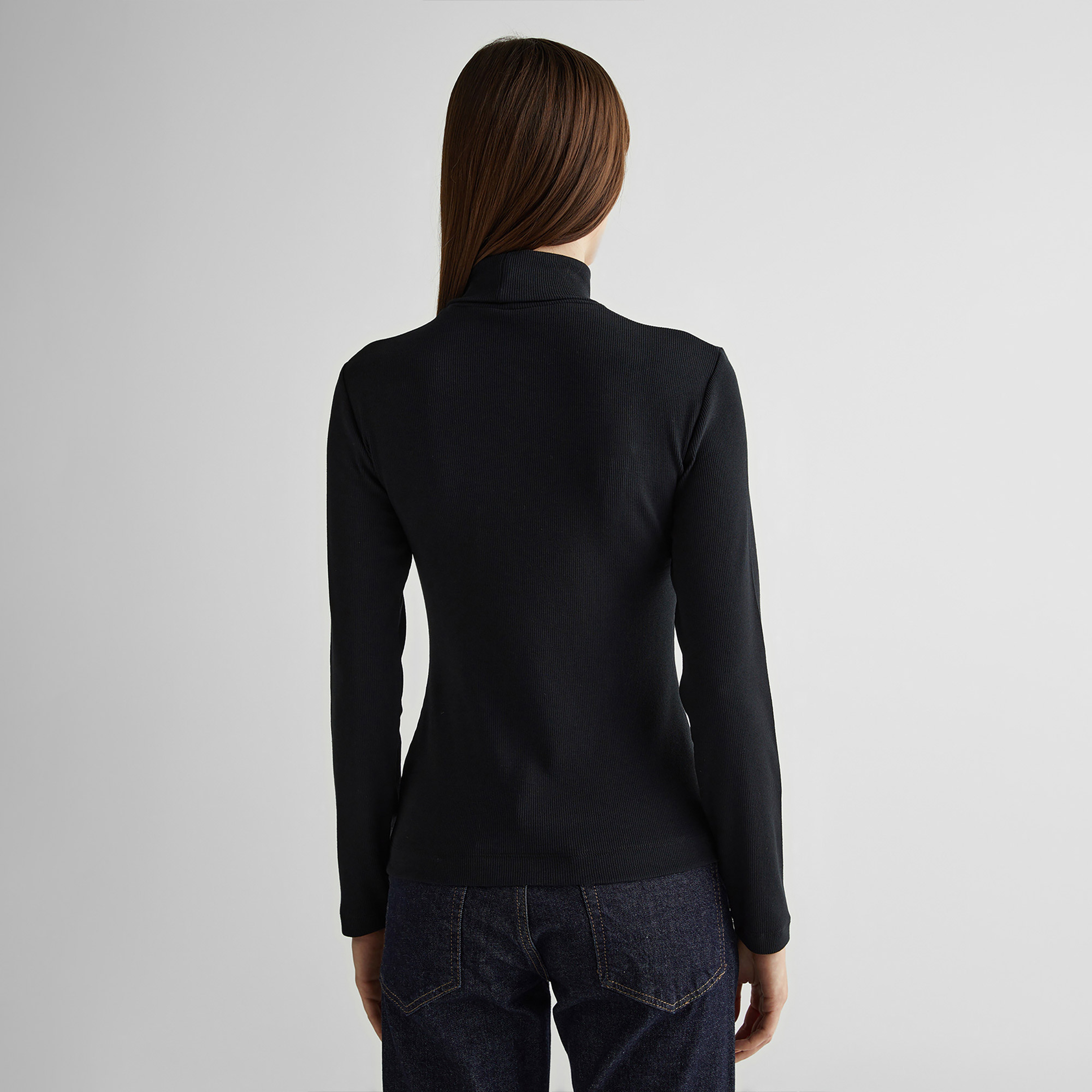 GANT Kadın Siyah Regular Fit Boğazlı Yaka T-Shirt