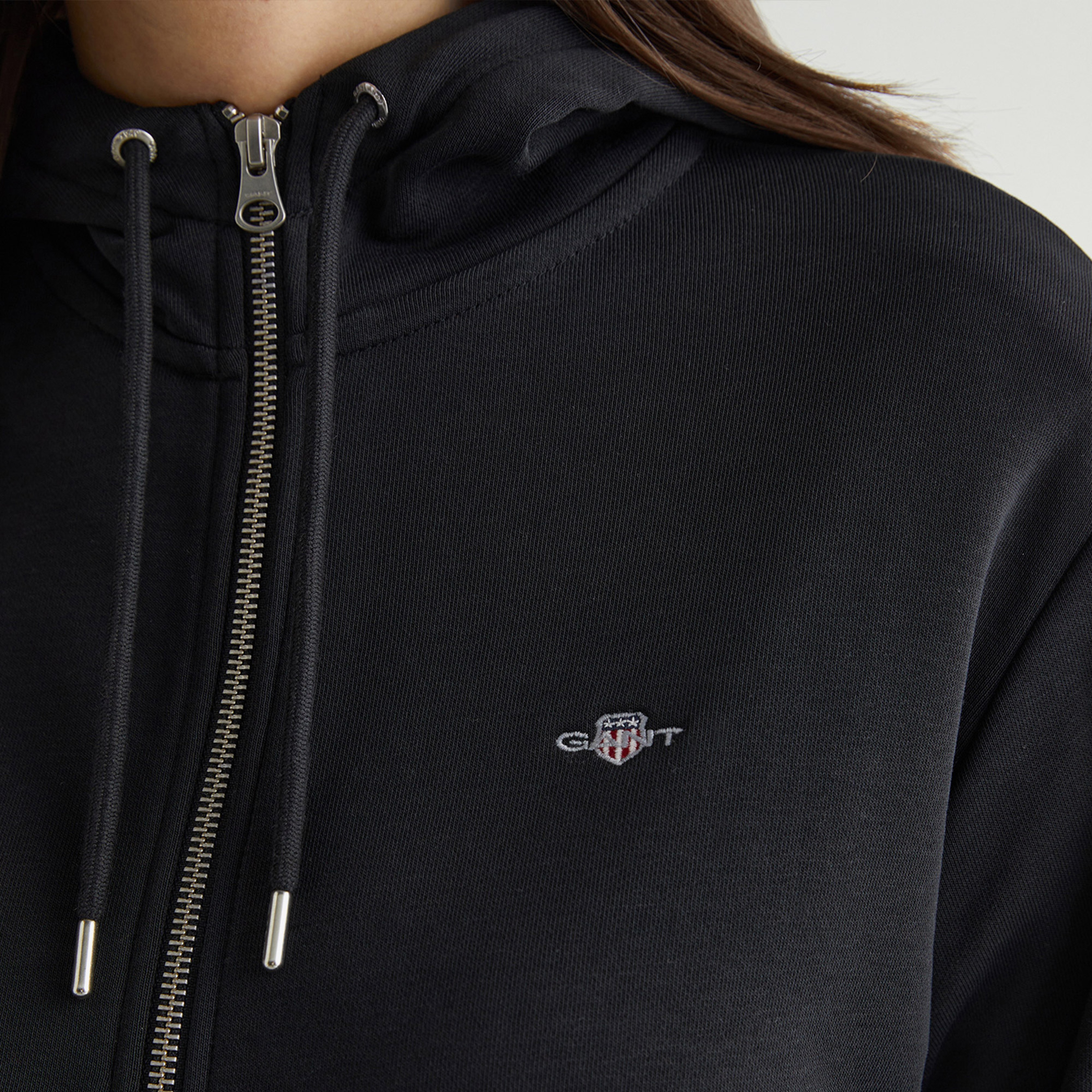 GANT Kadın Siyah Relaxed Fit Kapüşonlu Sweatshirt