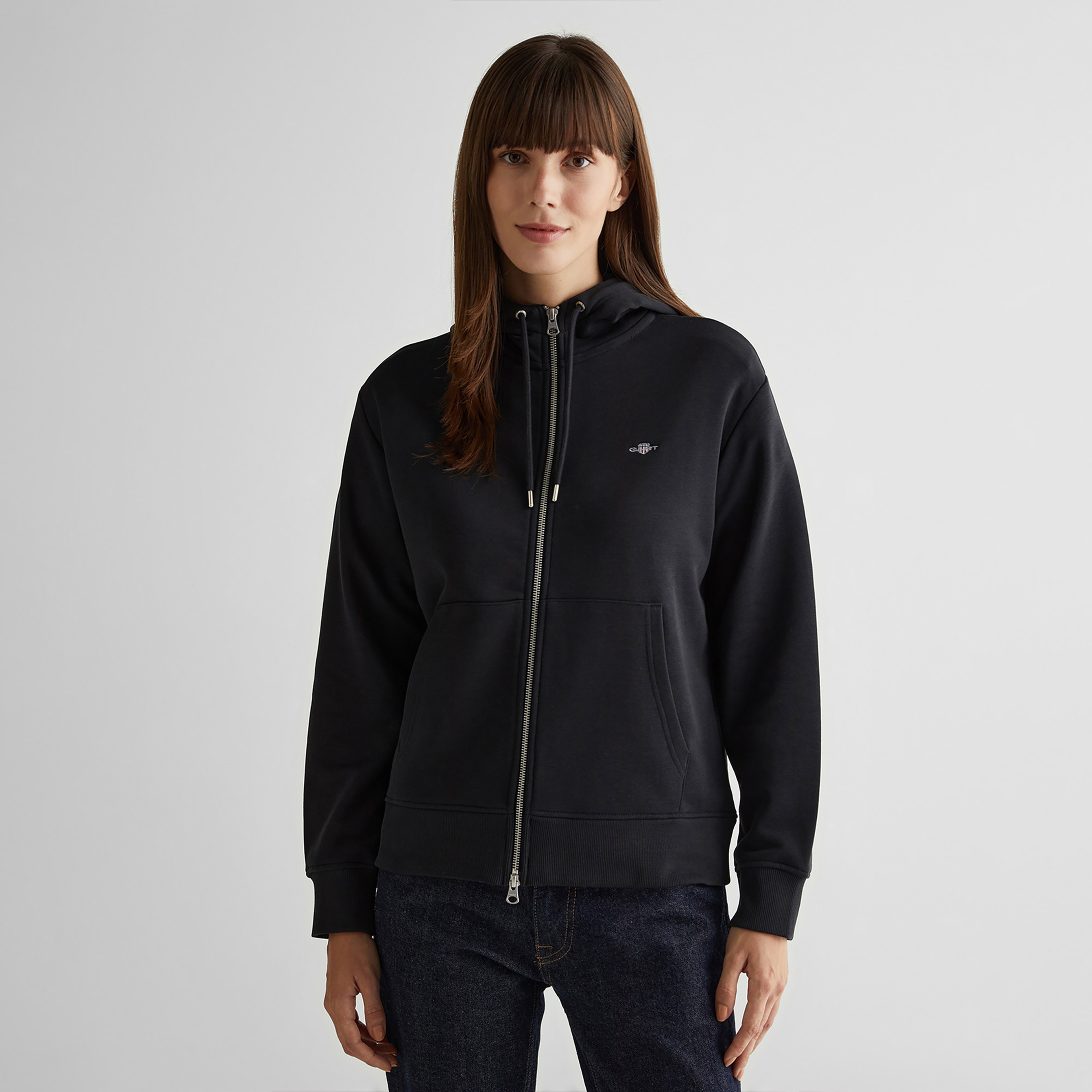 GANT Kadın Siyah Relaxed Fit Kapüşonlu Sweatshirt