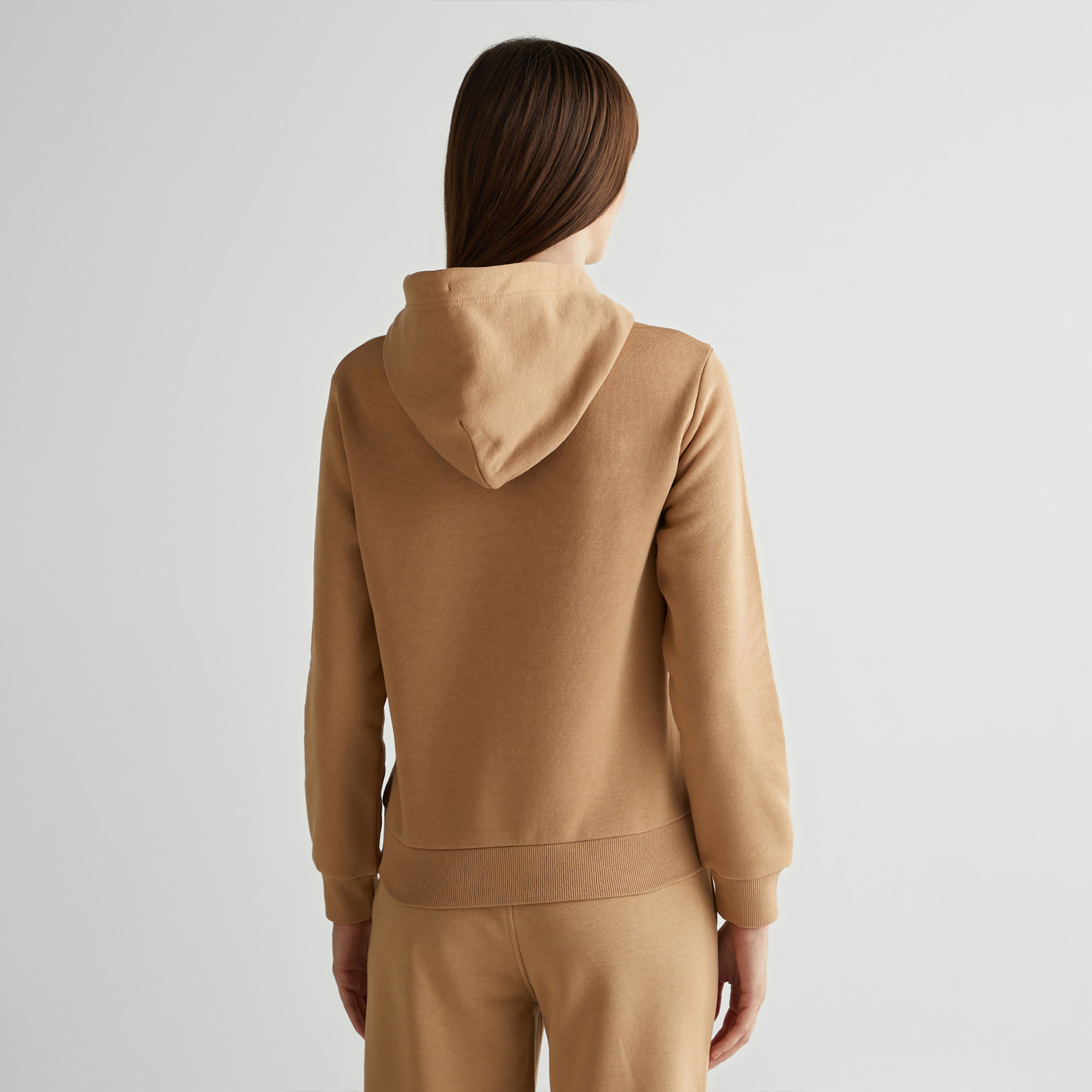 GANT Kadın Kahverengi Regular Fit Kapüşonlu Logolu Sweatshirt