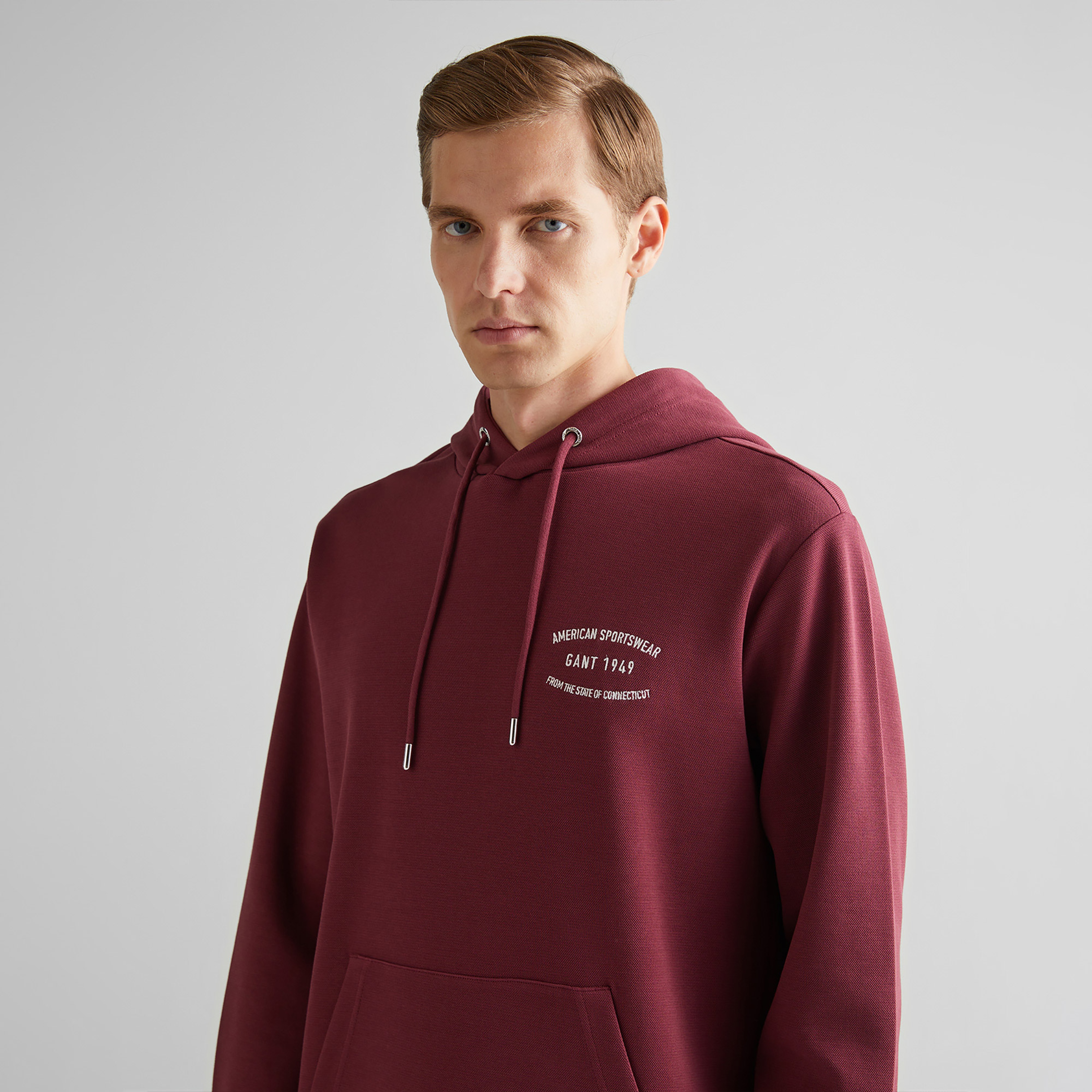 GANT Erkek Bordo Regular Fit Kapüşonlu Logolu Sweatshirt