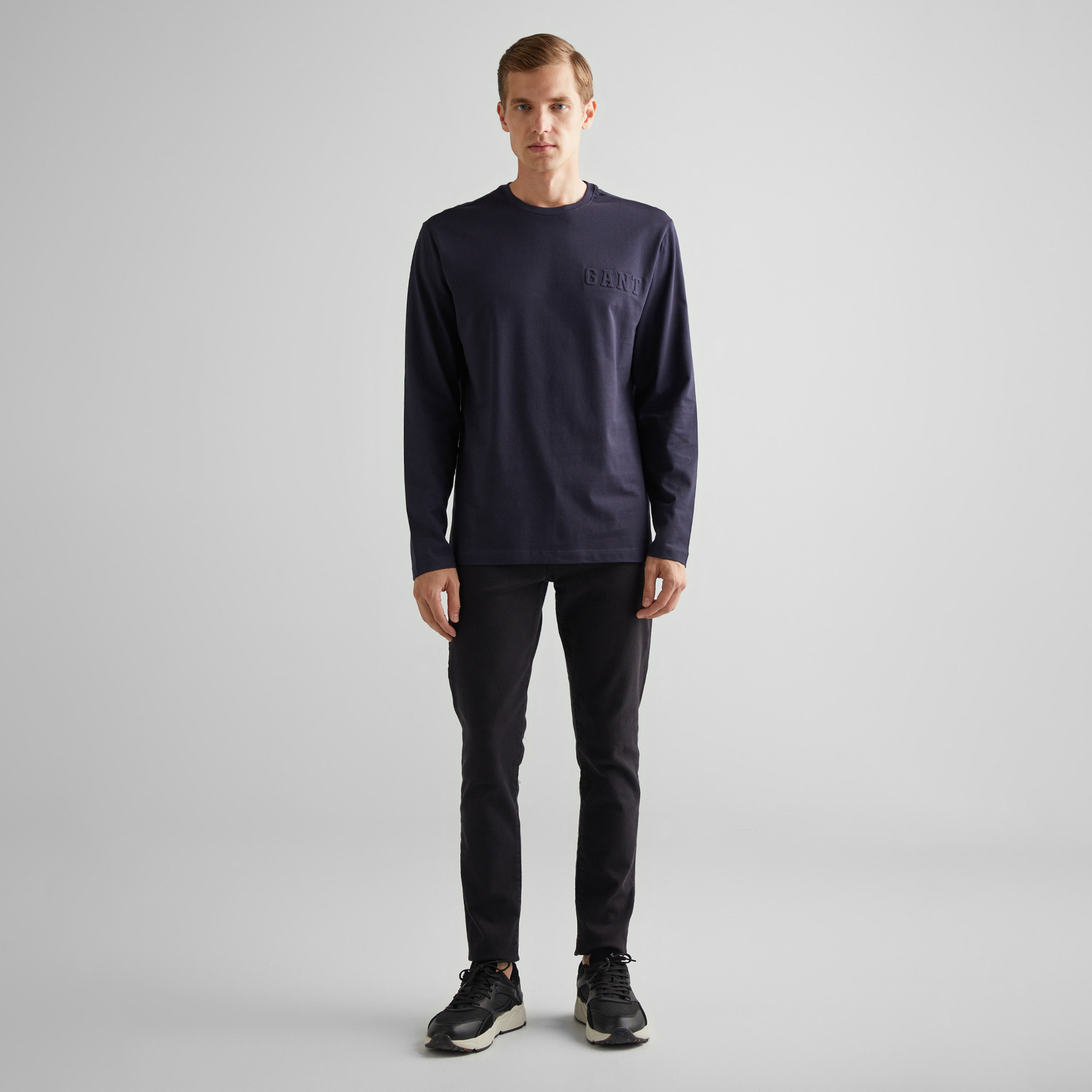 GANT Erkek Lacivert Regular Fit Bisiklet Yaka T-Shirt