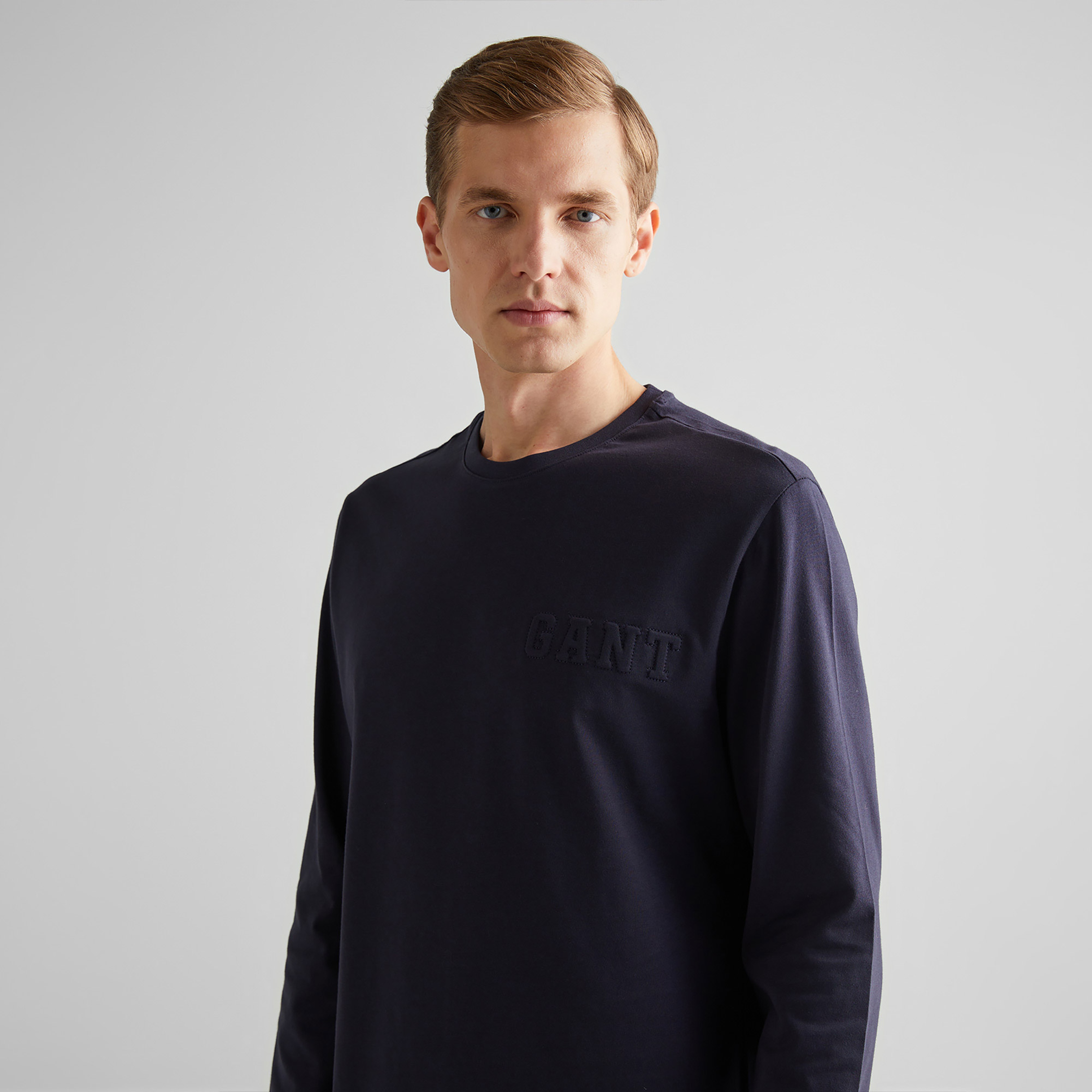 GANT Erkek Lacivert Regular Fit Bisiklet Yaka T-Shirt