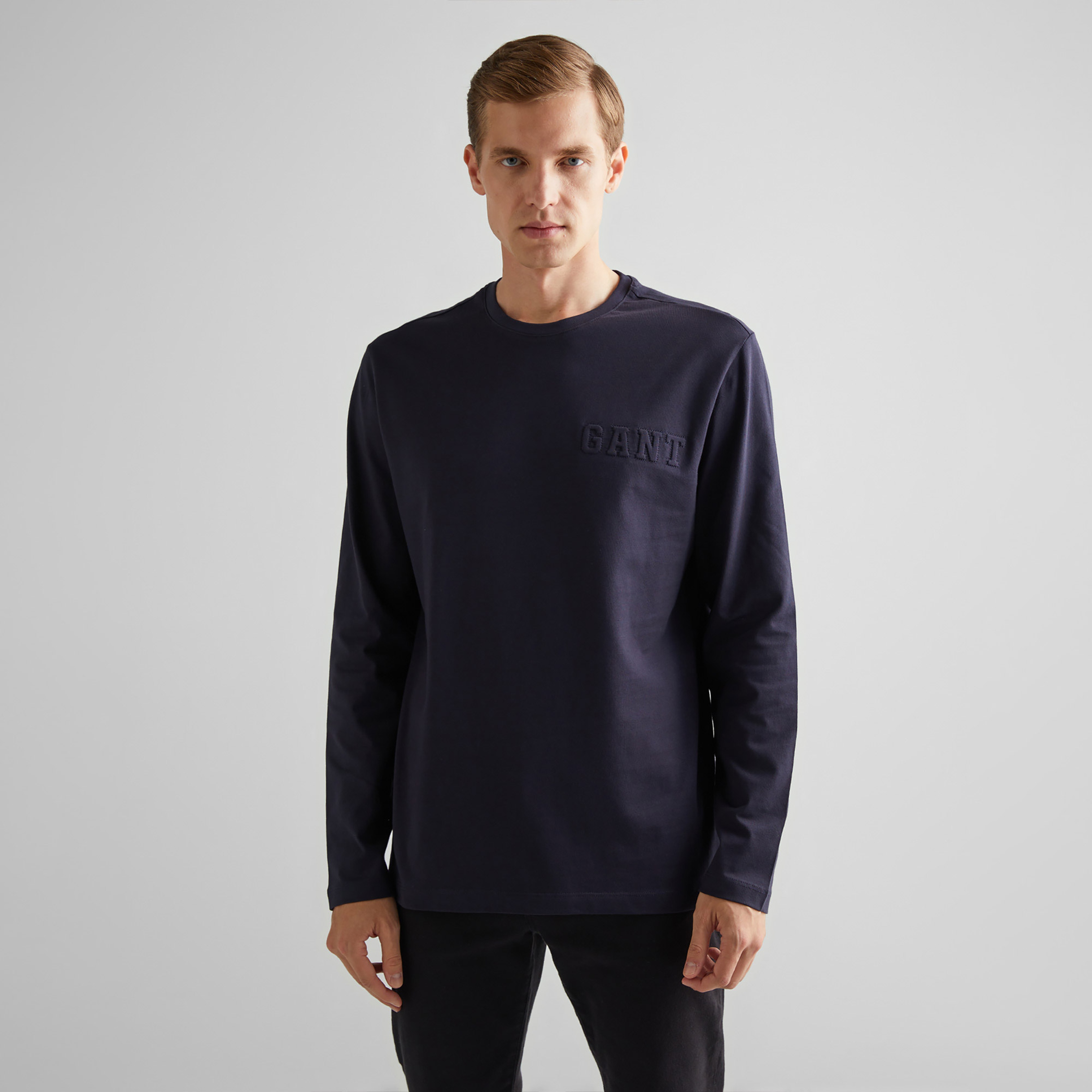 GANT Erkek Lacivert Regular Fit Bisiklet Yaka T-Shirt