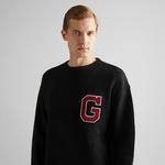 GANT Erkek Siyah Relaxed Fit Bisiklet Yaka Logolu Kazak