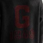 GANT Erkek Siyah Relaxed Fit Bisiklet Yaka Logolu Kazak