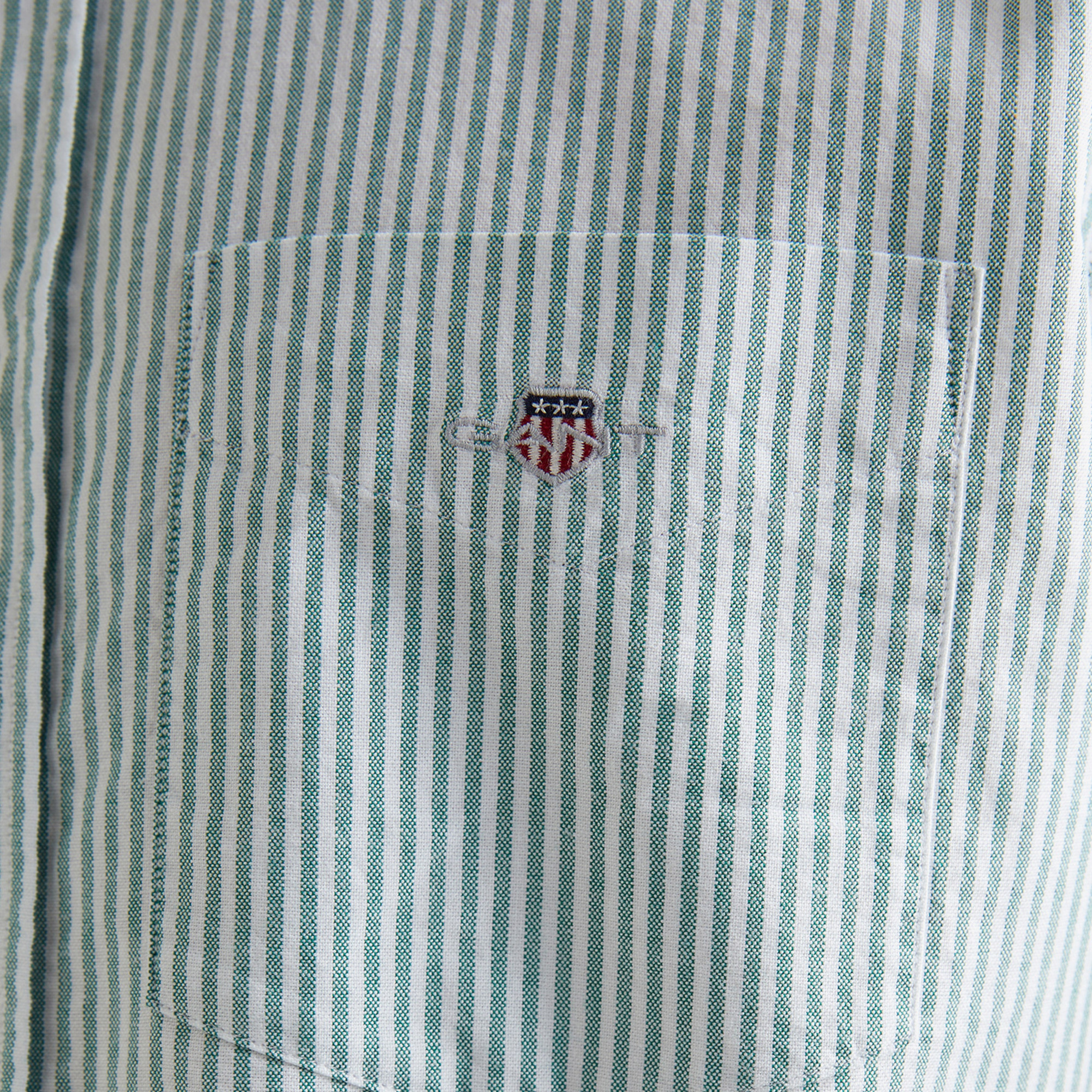 GANT Erkek Yeşil Regular Fit Düğmeli Yaka Çizgili Oxford Gömlek