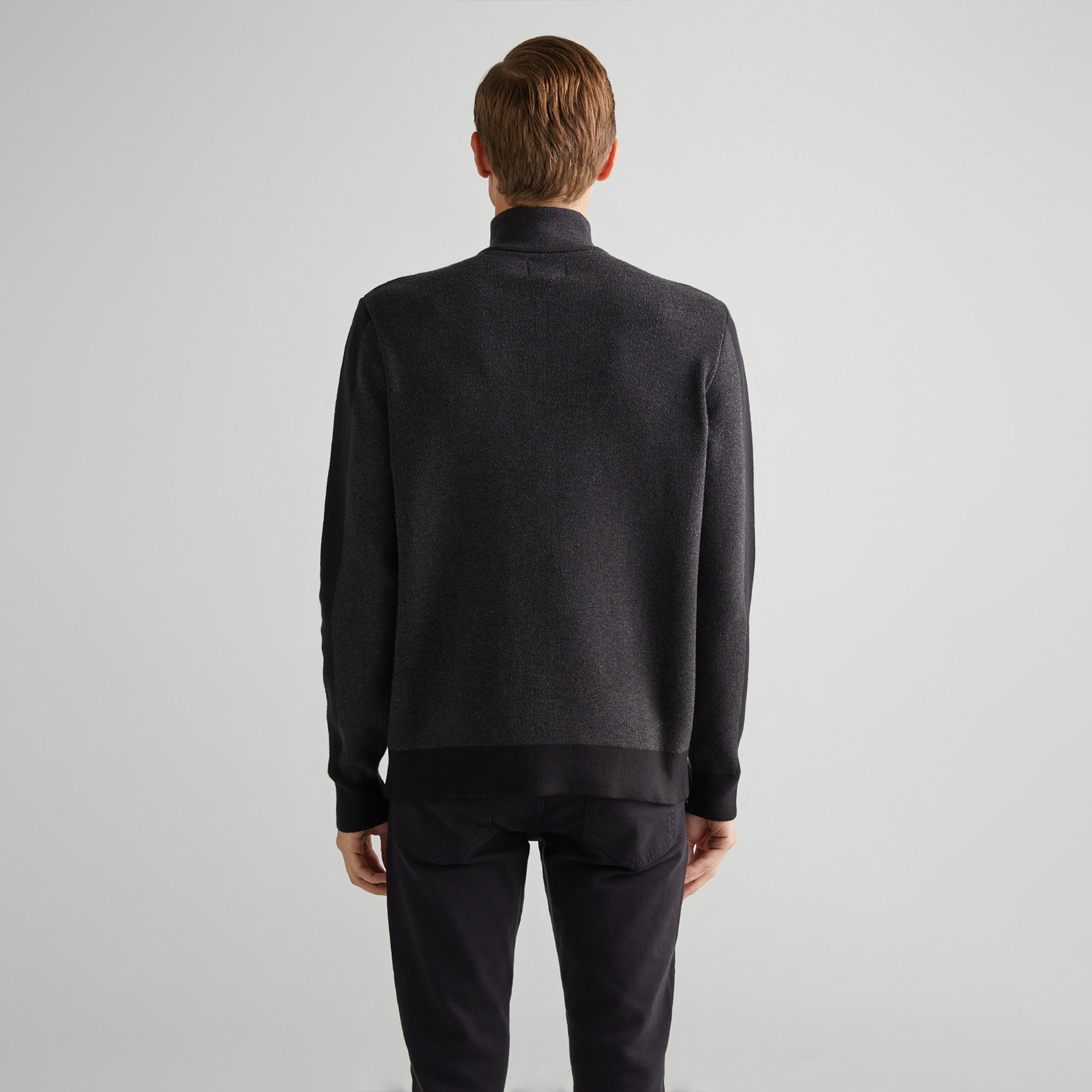 GANT Erkek Siyah Relaxed Fit Yarım Fermuarlı Kazak