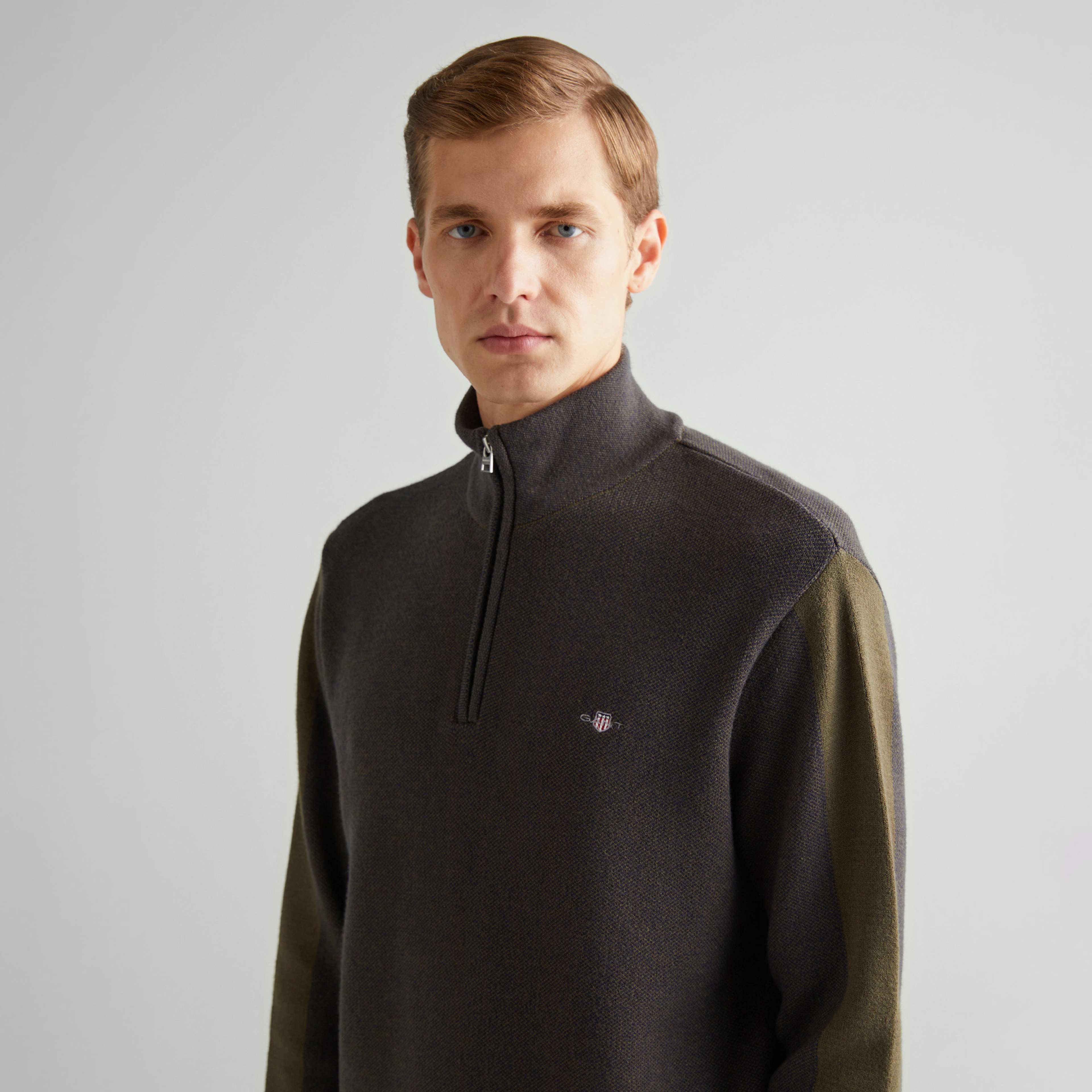 GANT Erkek Yeşil Relaxed Fit Yarım Fermuarlı Kazak