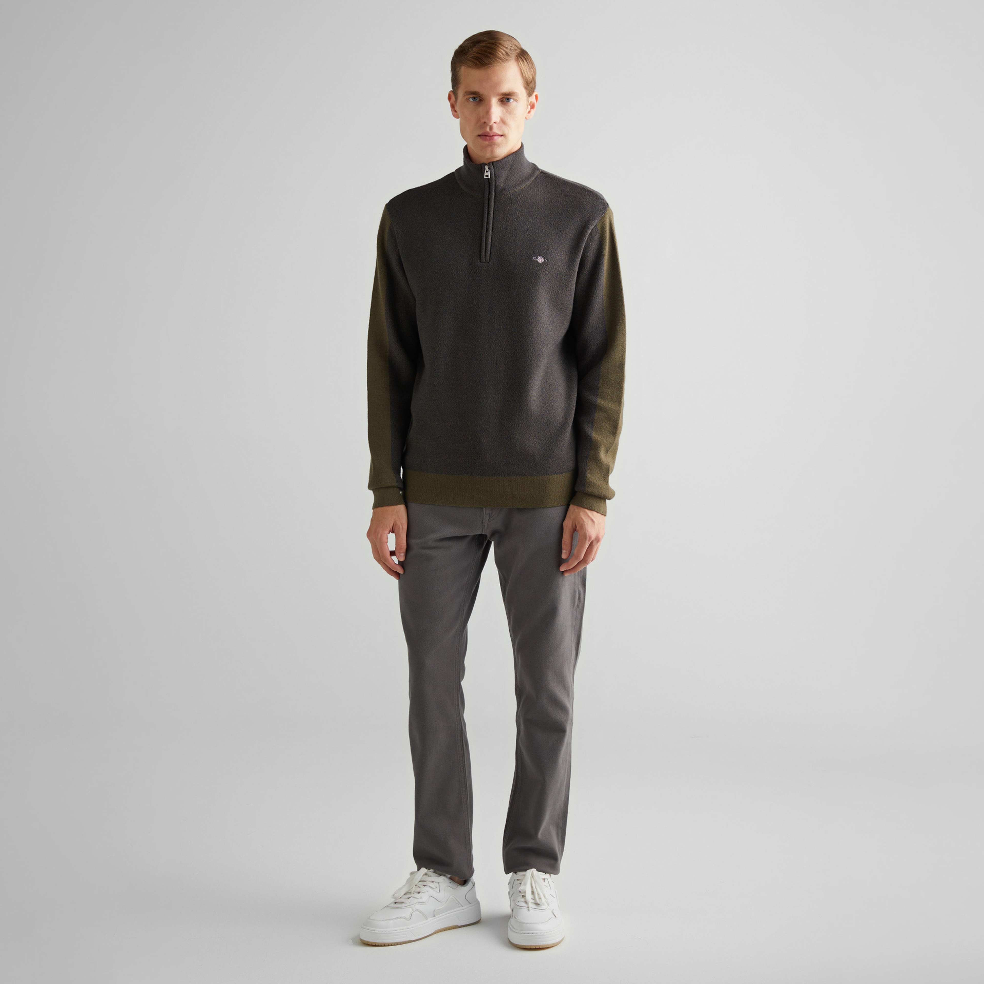 GANT Erkek Yeşil Relaxed Fit Yarım Fermuarlı Kazak