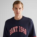 GANT Erkek Lacivert Relaxed Fit Bisiklet Yaka Renk Bloklu Sweatshirt