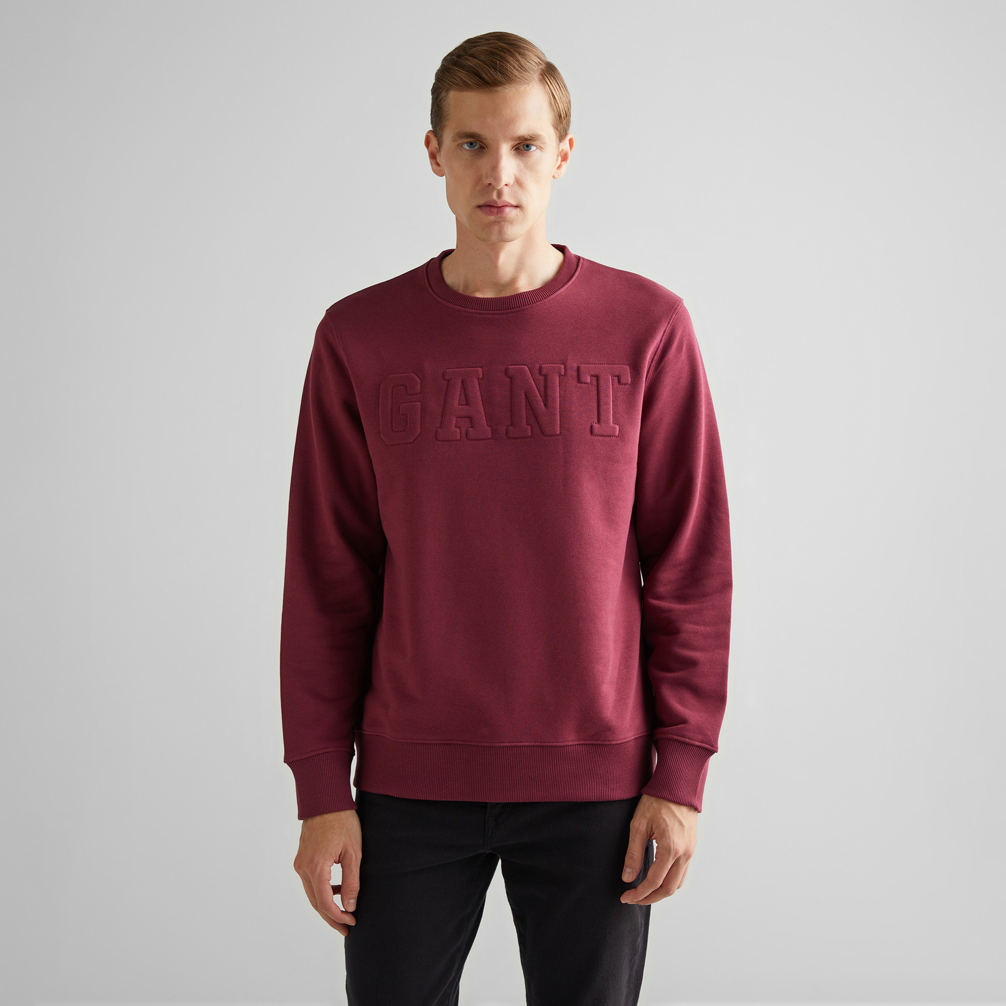 GANT Erkek Bordo Regular Fit Bisiklet Yaka Logolu Sweatshirt