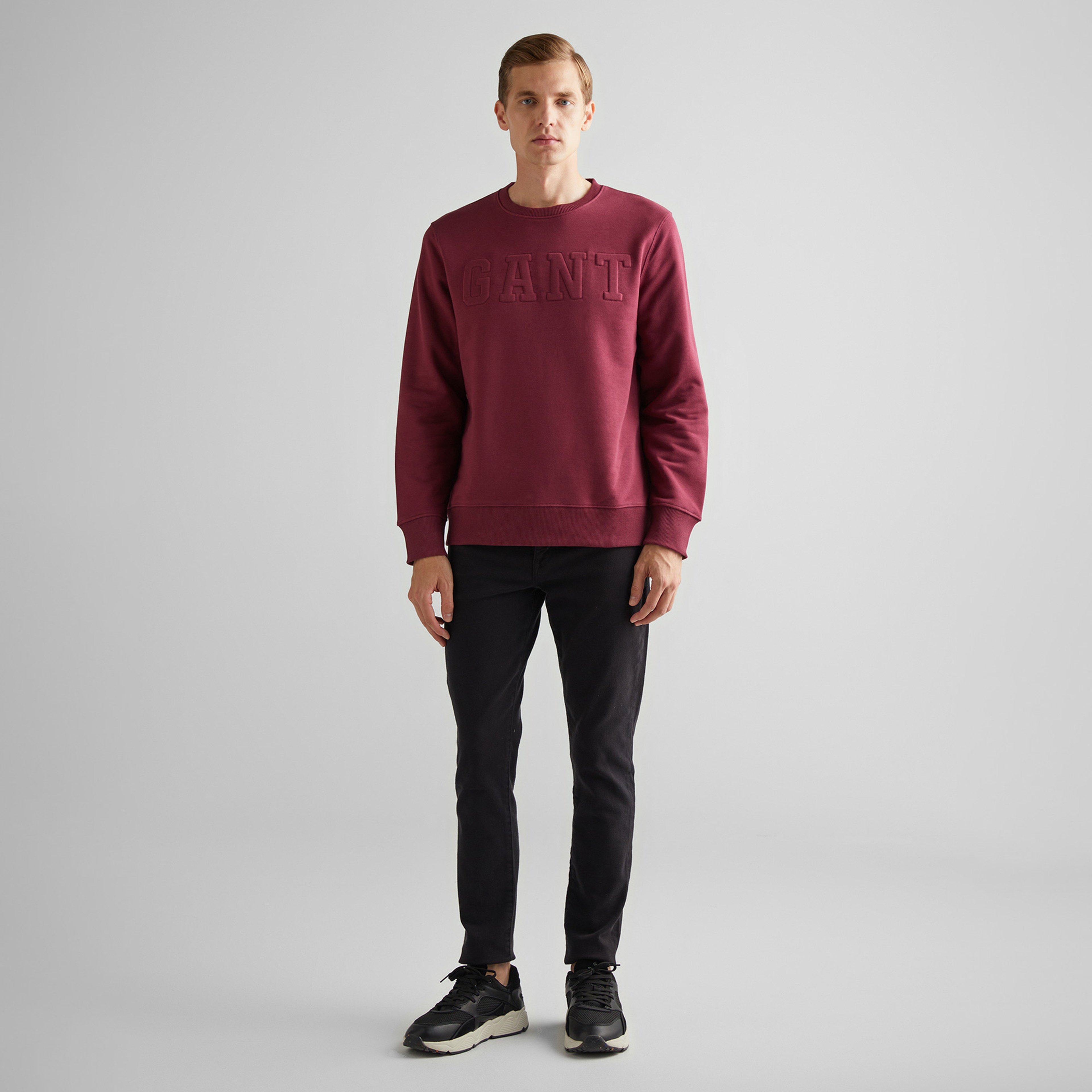 GANT Erkek Bordo Regular Fit Bisiklet Yaka Logolu Sweatshirt