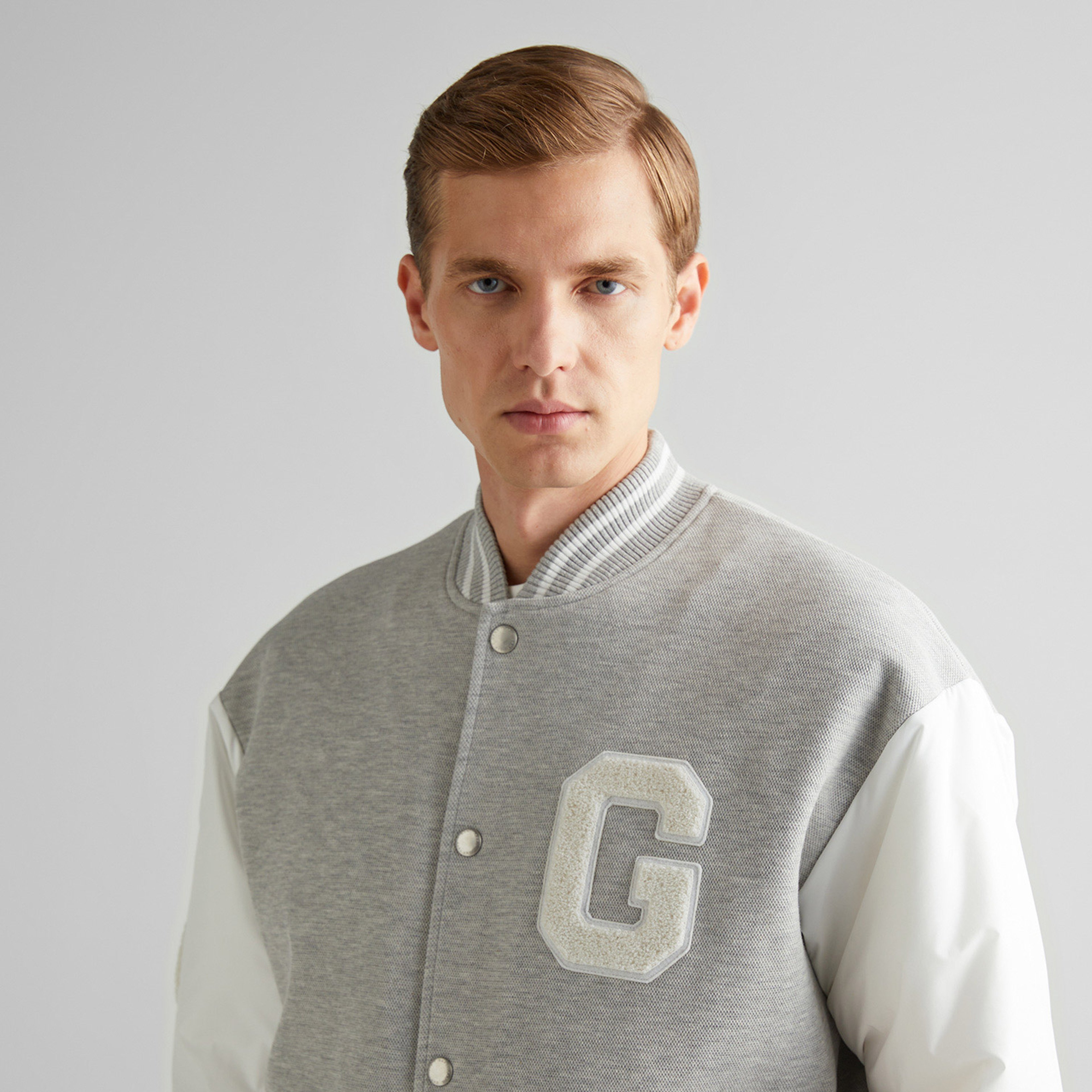 GANT Erkek Gri Relaxed Fit Hakim Yaka Logolu Bomber Ceket