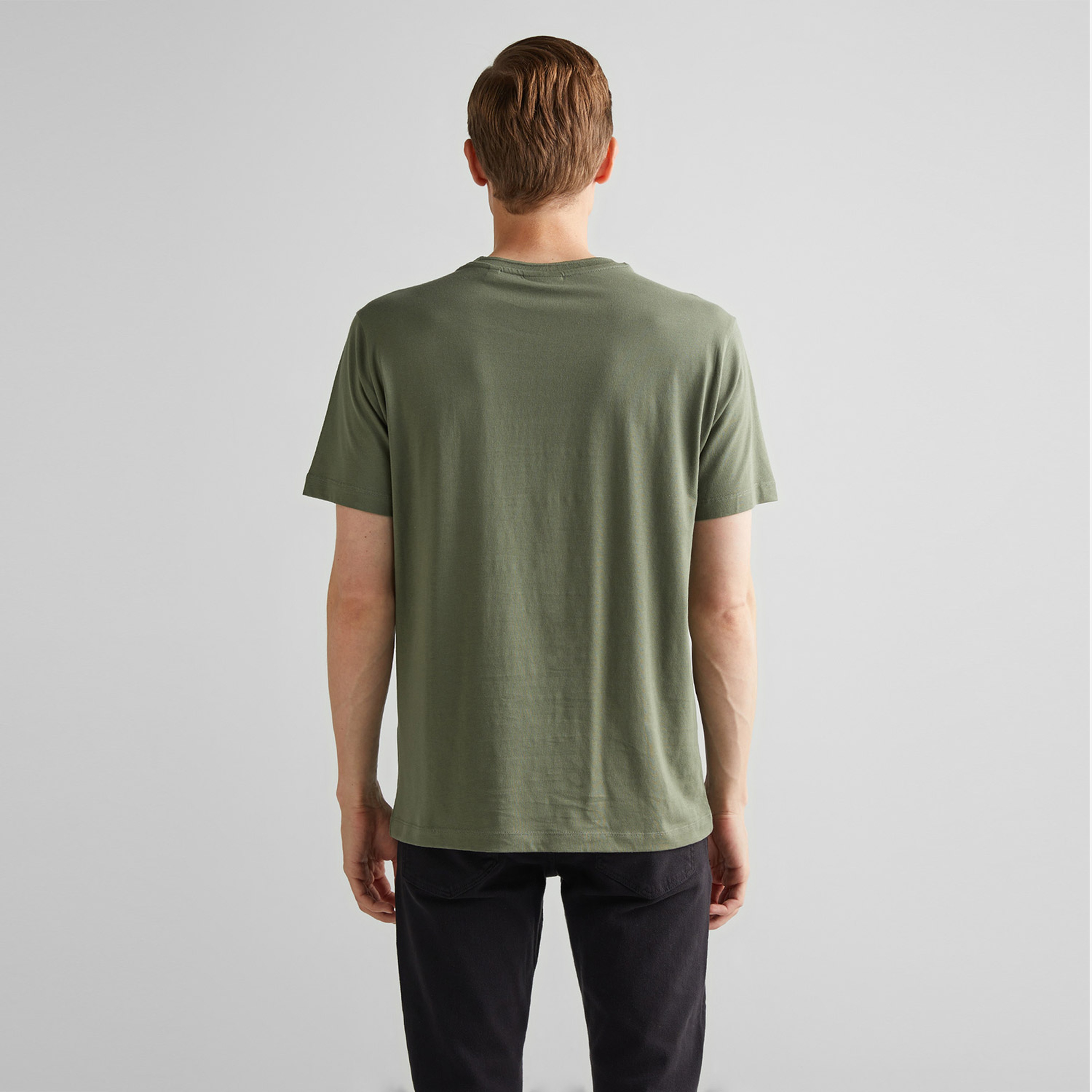 GANT Erkek Yeşil Regular Fit Bisiklet Yaka Logolu T-Shirt