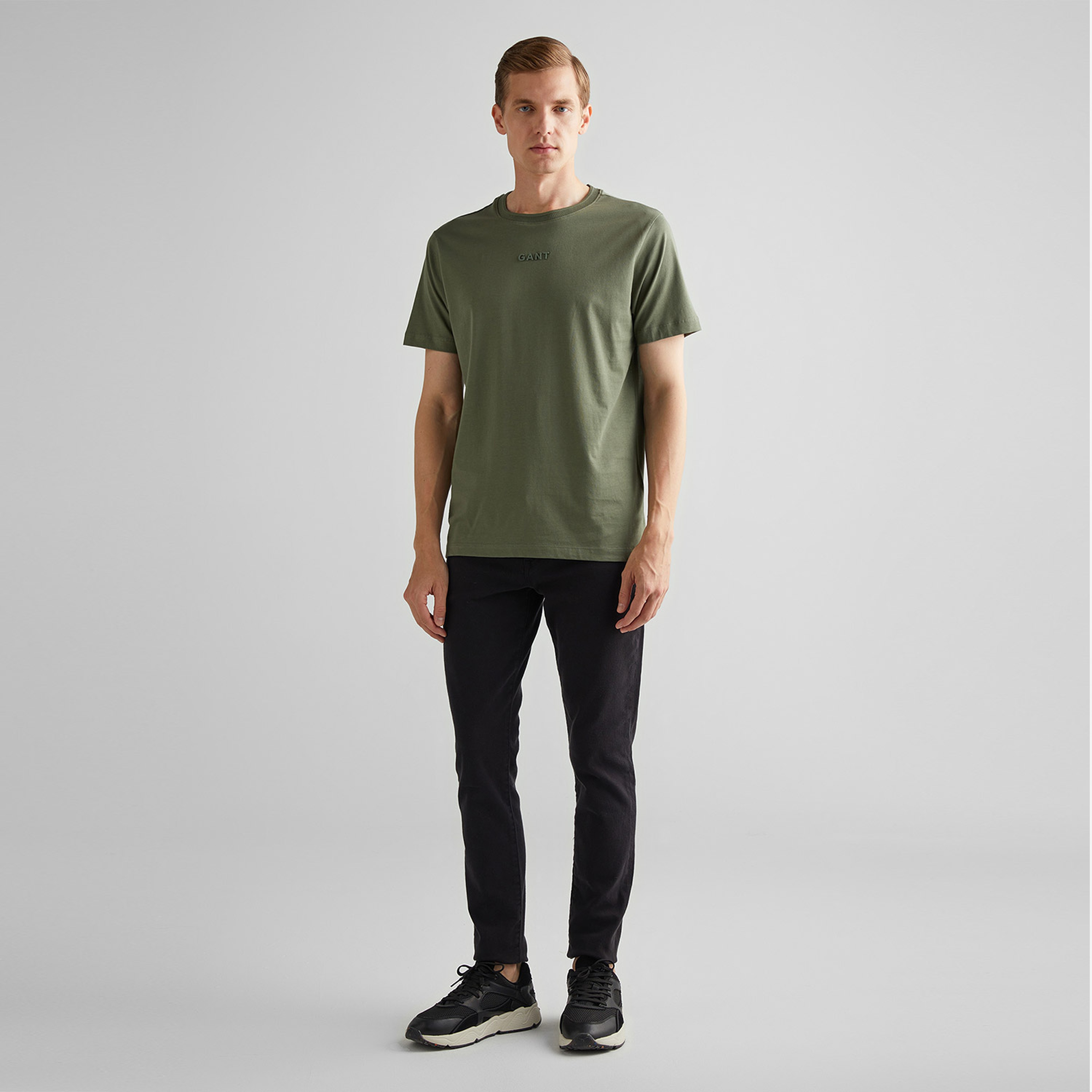 GANT Erkek Yeşil Regular Fit Bisiklet Yaka Logolu T-Shirt