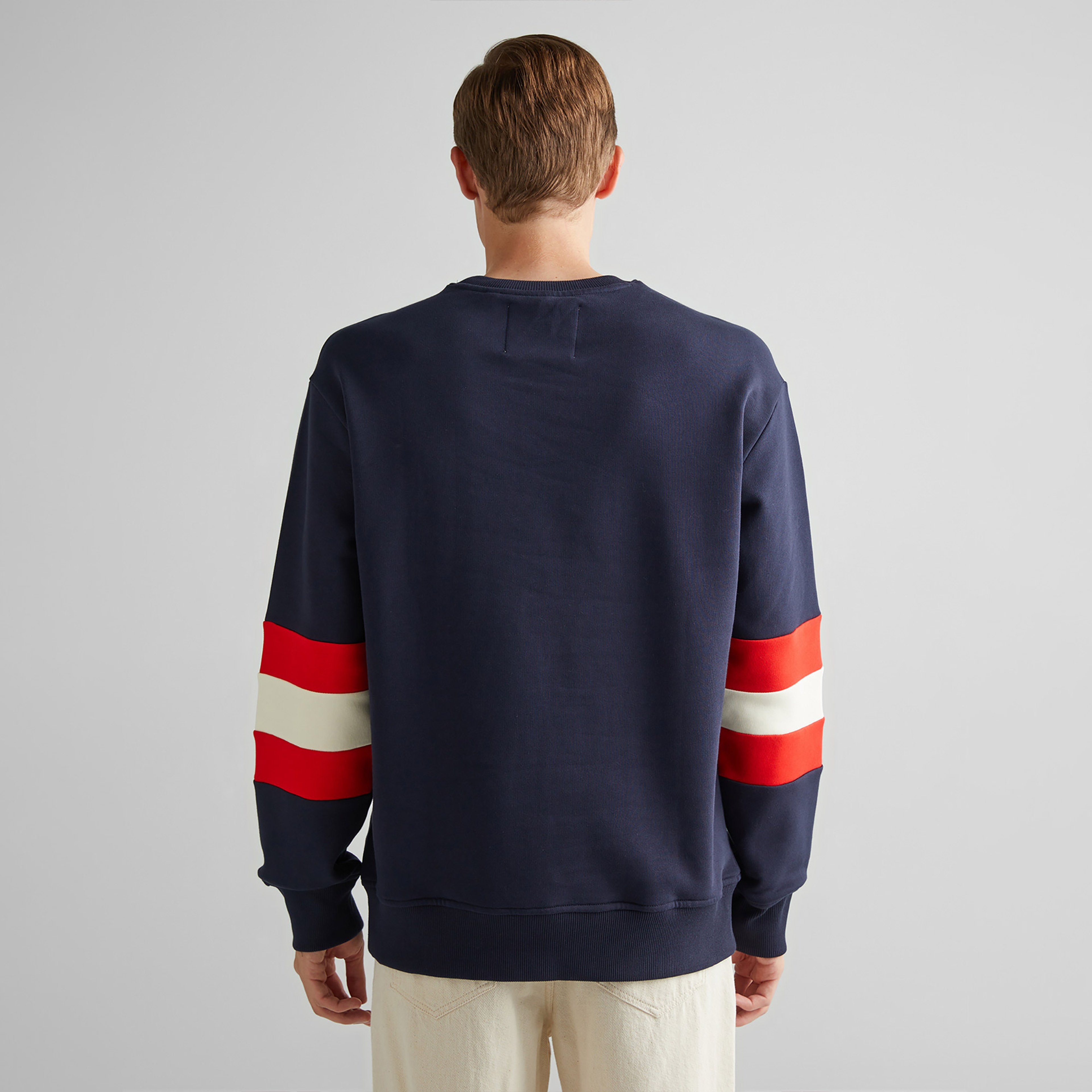 GANT Erkek Lacivert Relaxed Fit Bisiklet Yaka Renk Bloklu Sweatshirt