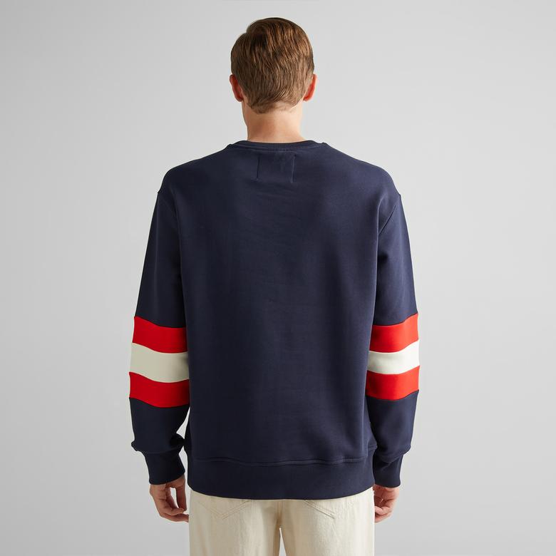 GANT Erkek Lacivert Relaxed Fit Bisiklet Yaka Renk Bloklu Sweatshirt