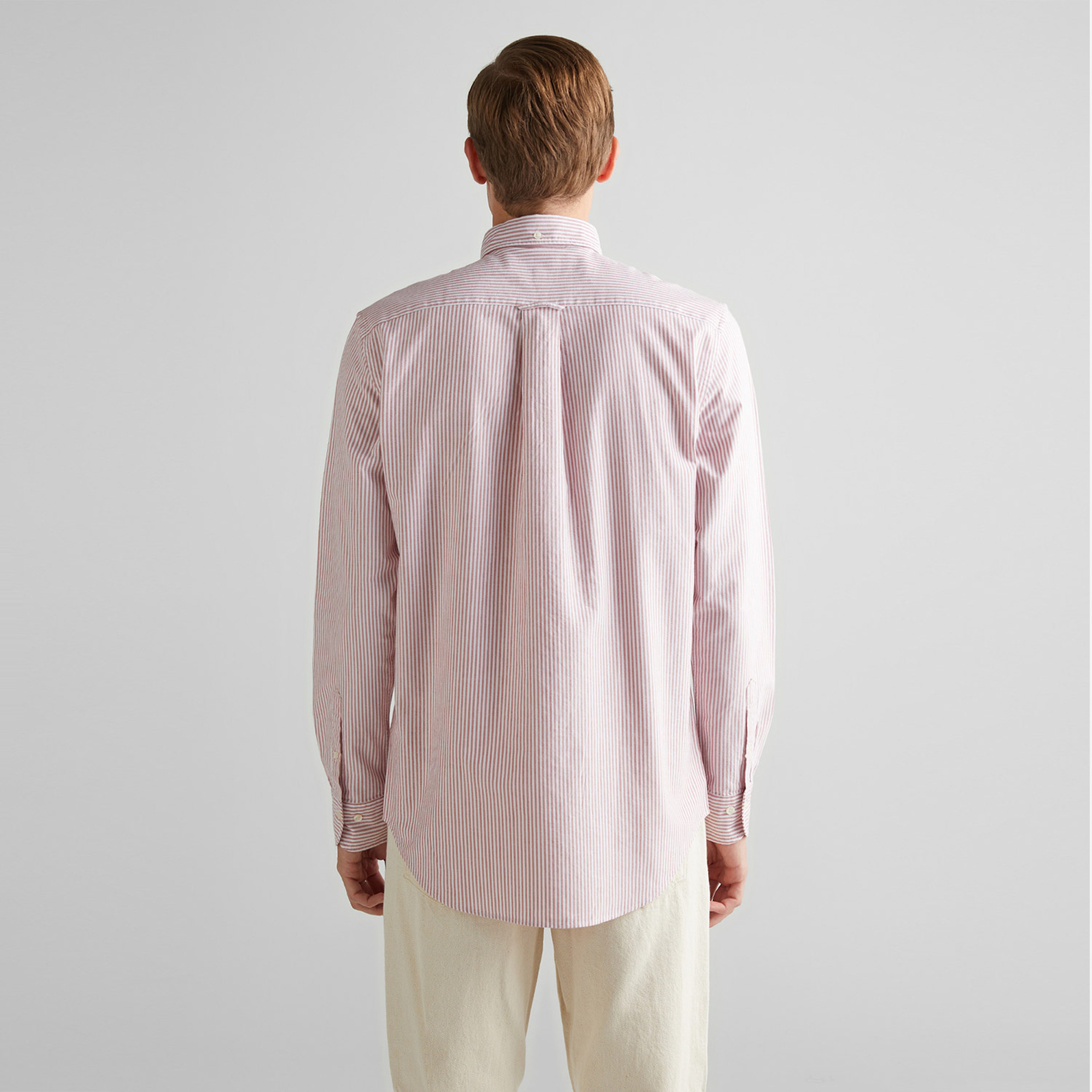 GANT Erkek Kırmızı Regular Fit Çizgili Oxford Gömlek