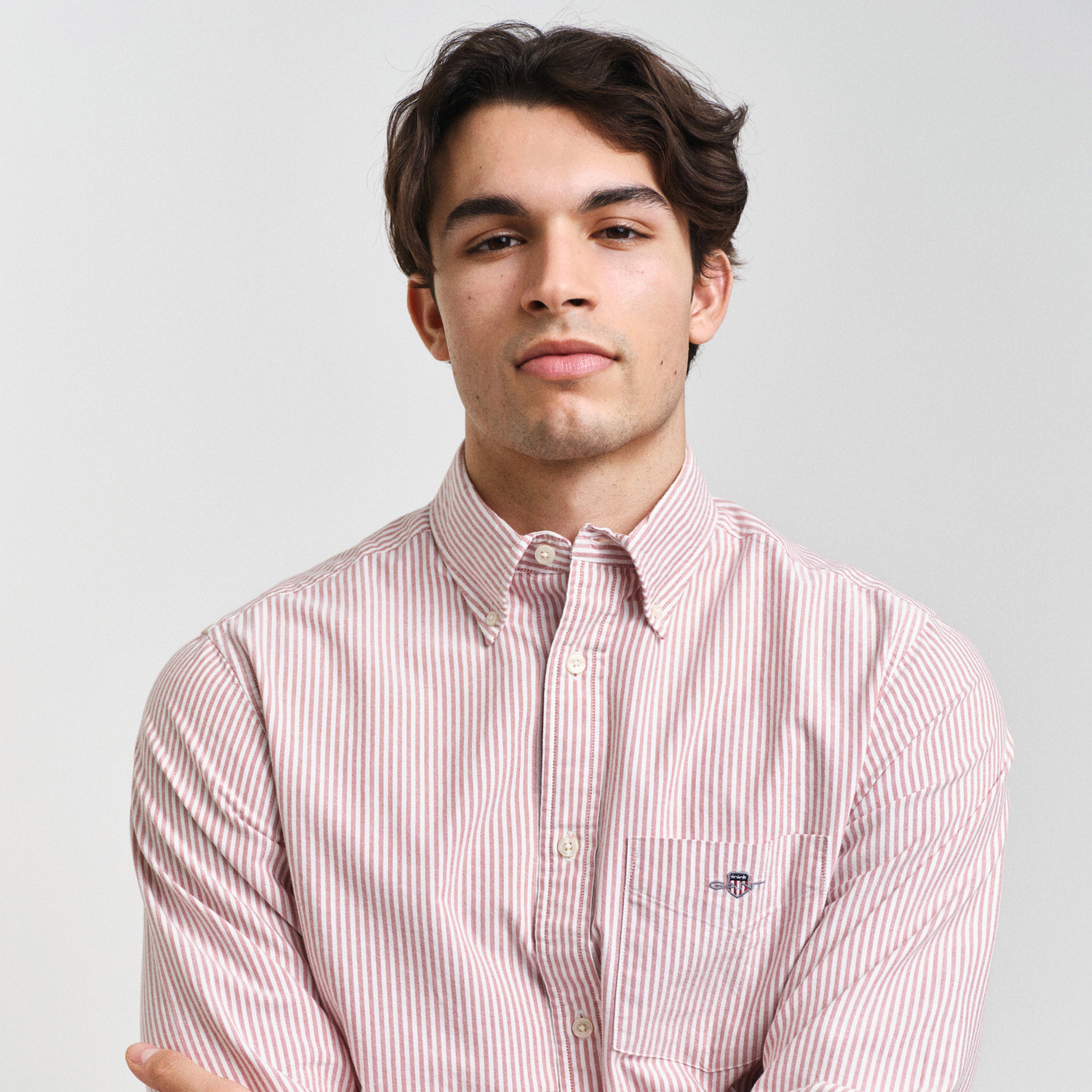 GANT Erkek Kırmızı Regular Fit Çizgili Oxford Gömlek