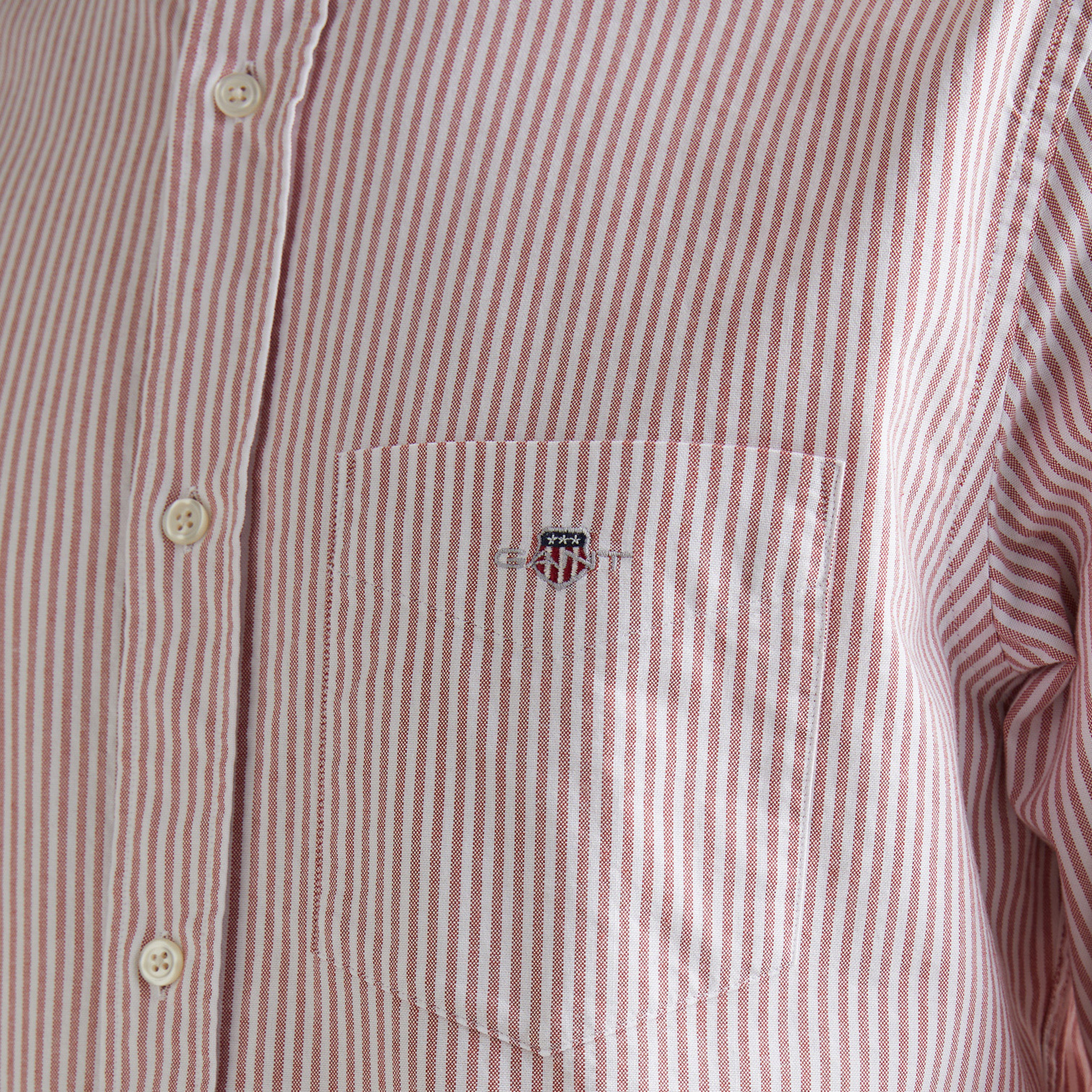 GANT Erkek Kırmızı Regular Fit Çizgili Oxford Gömlek
