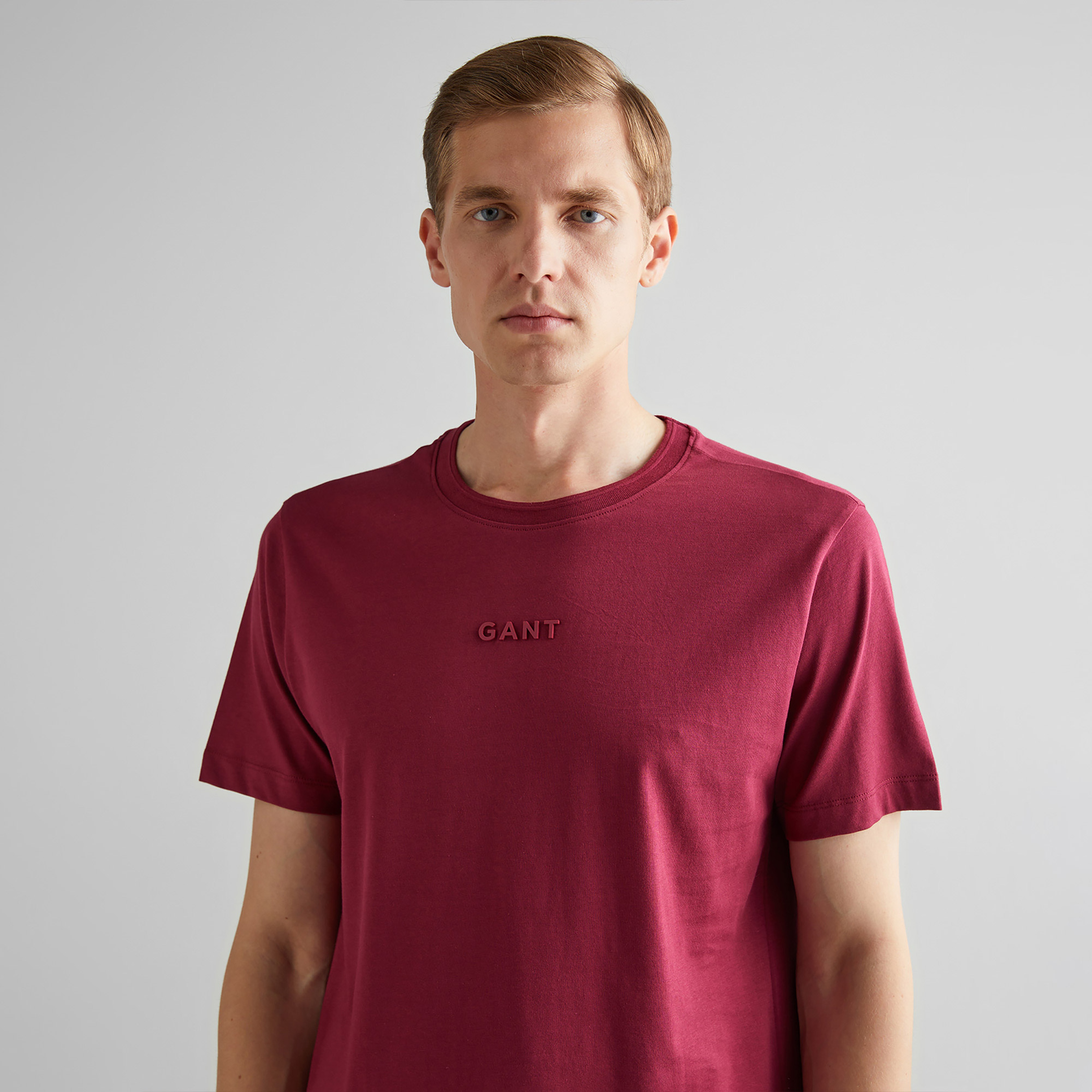 GANT Erkek Bordo Regular Fit Bisiklet Yaka Logolu T-Shirt