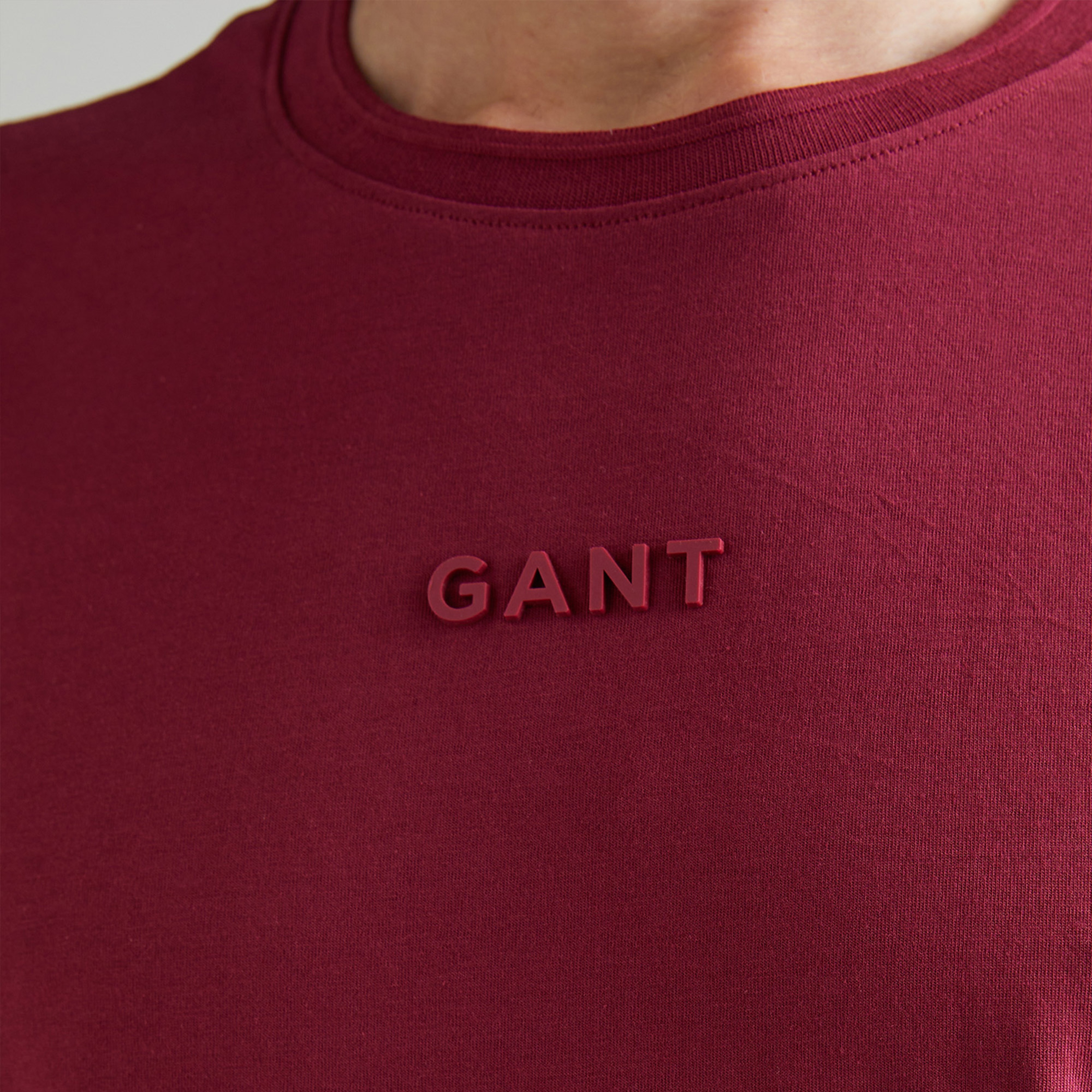 GANT Erkek Bordo Regular Fit Bisiklet Yaka Logolu T-Shirt