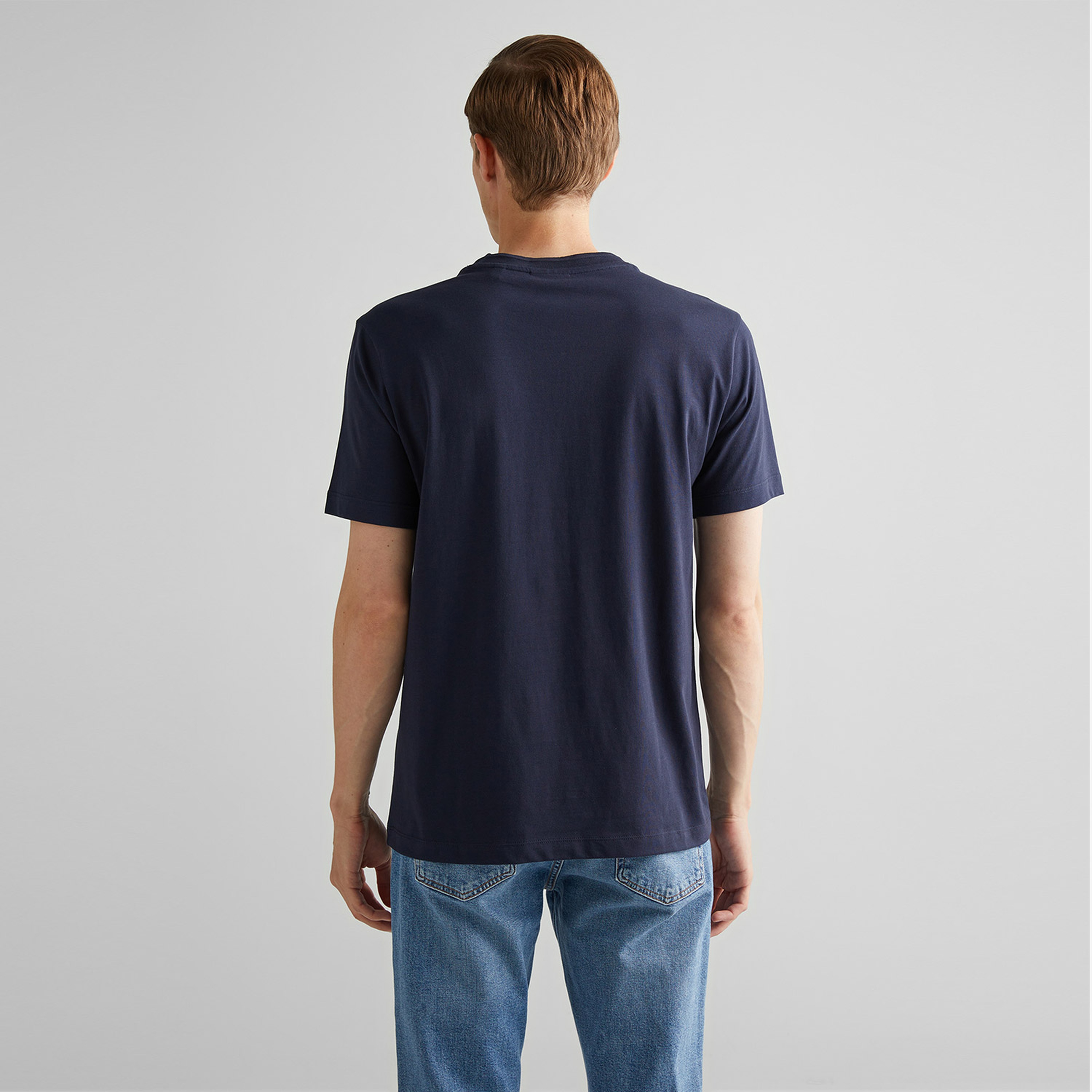 GANT Erkek Lacivert Regular Fit Bisiklet Yaka Logolu T-Shirt