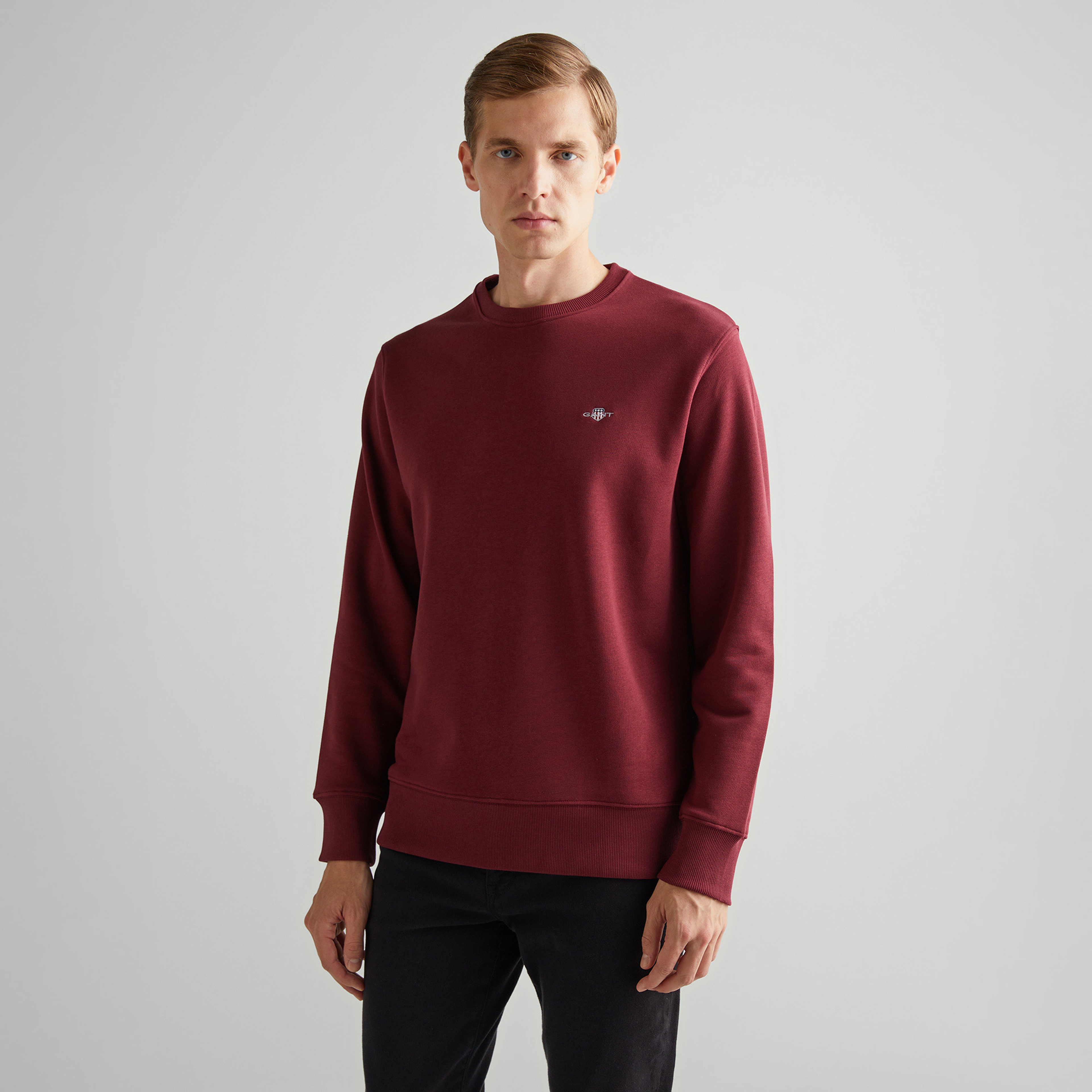 GANT Erkek Bordo Regular Fit Bisiklet Yaka Sweatshirt