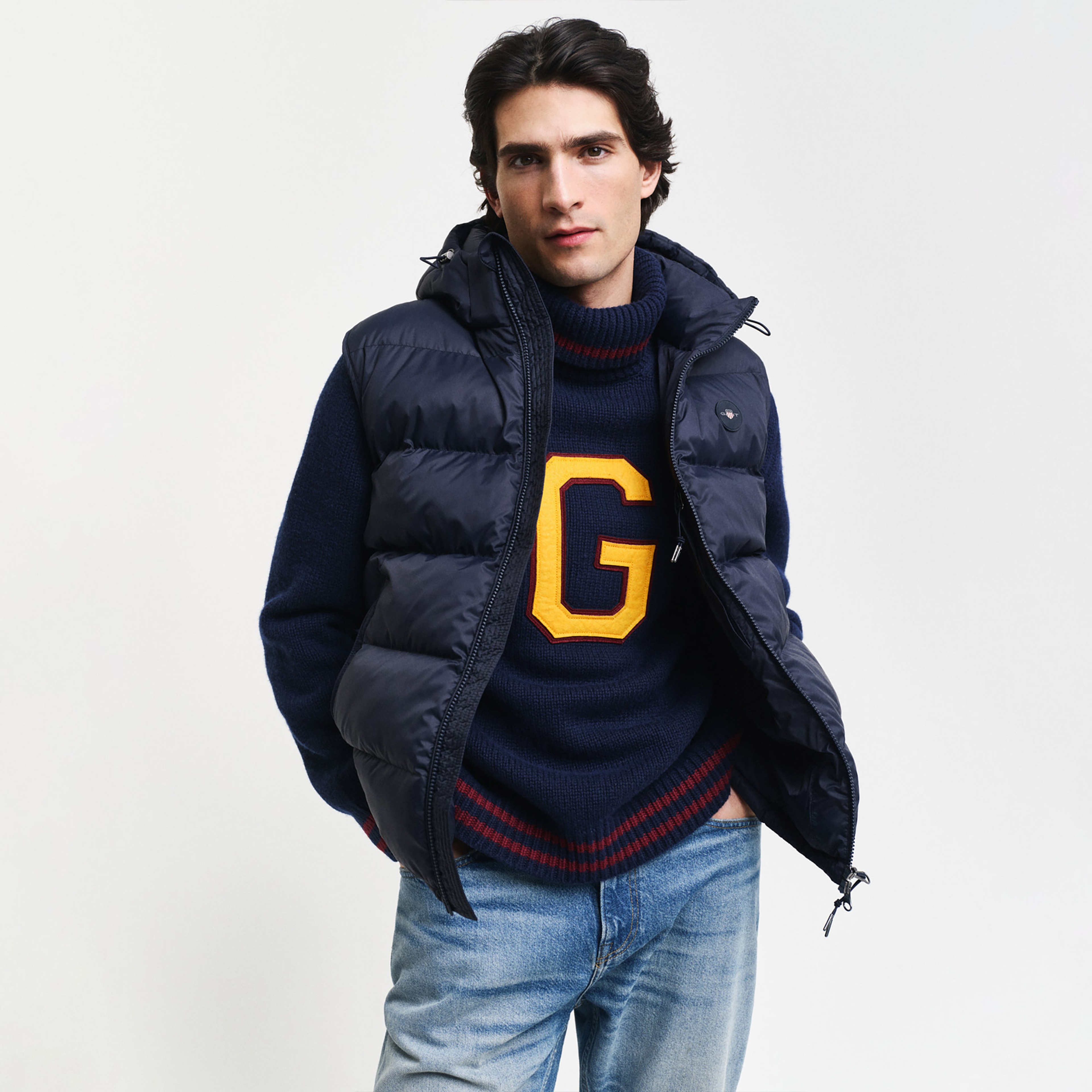GANT Erkek Lacivert Regular Fit Kapüşonlu Yelek