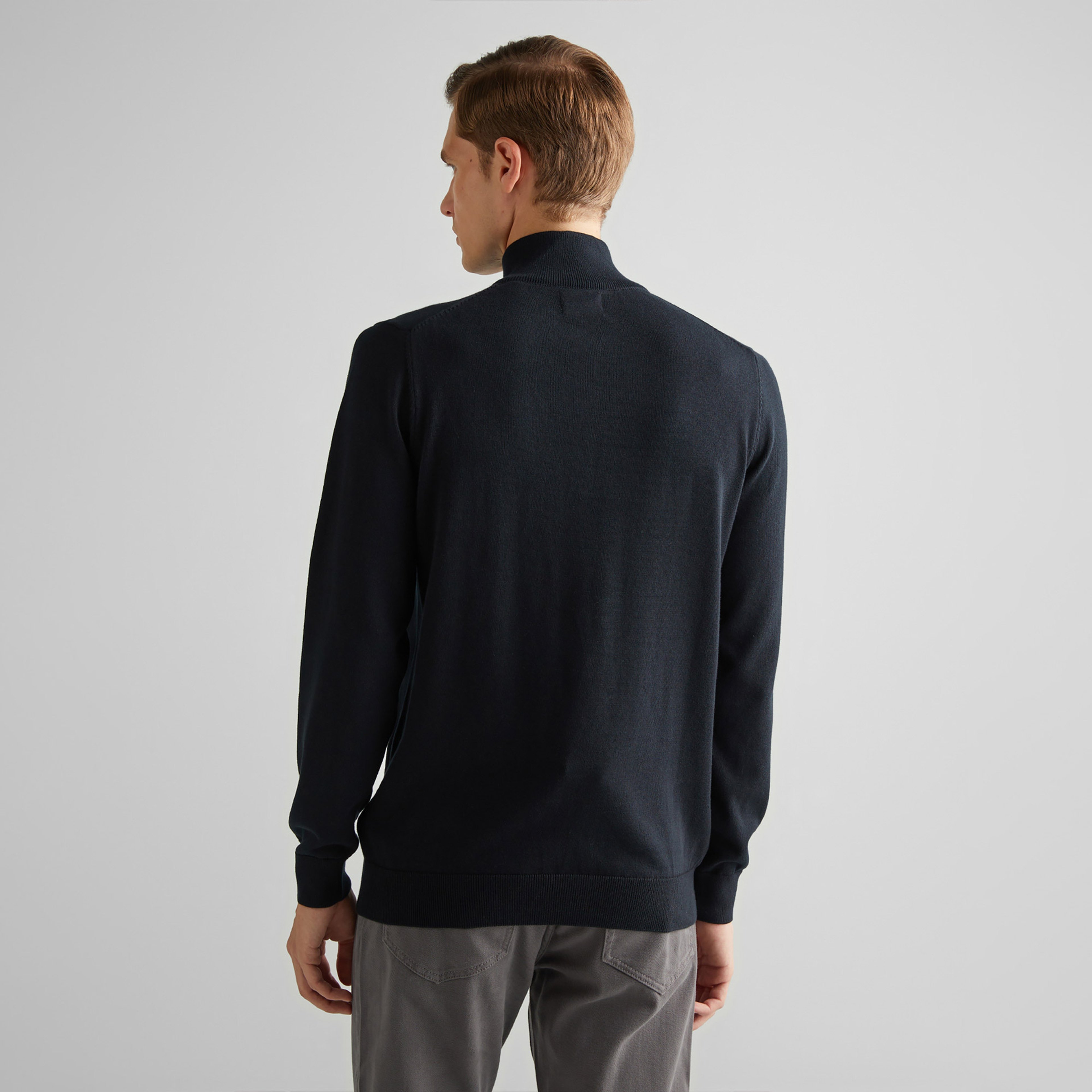 GANT Erkek Siyah Regular Fit Yarım Fermuarlı Kazak