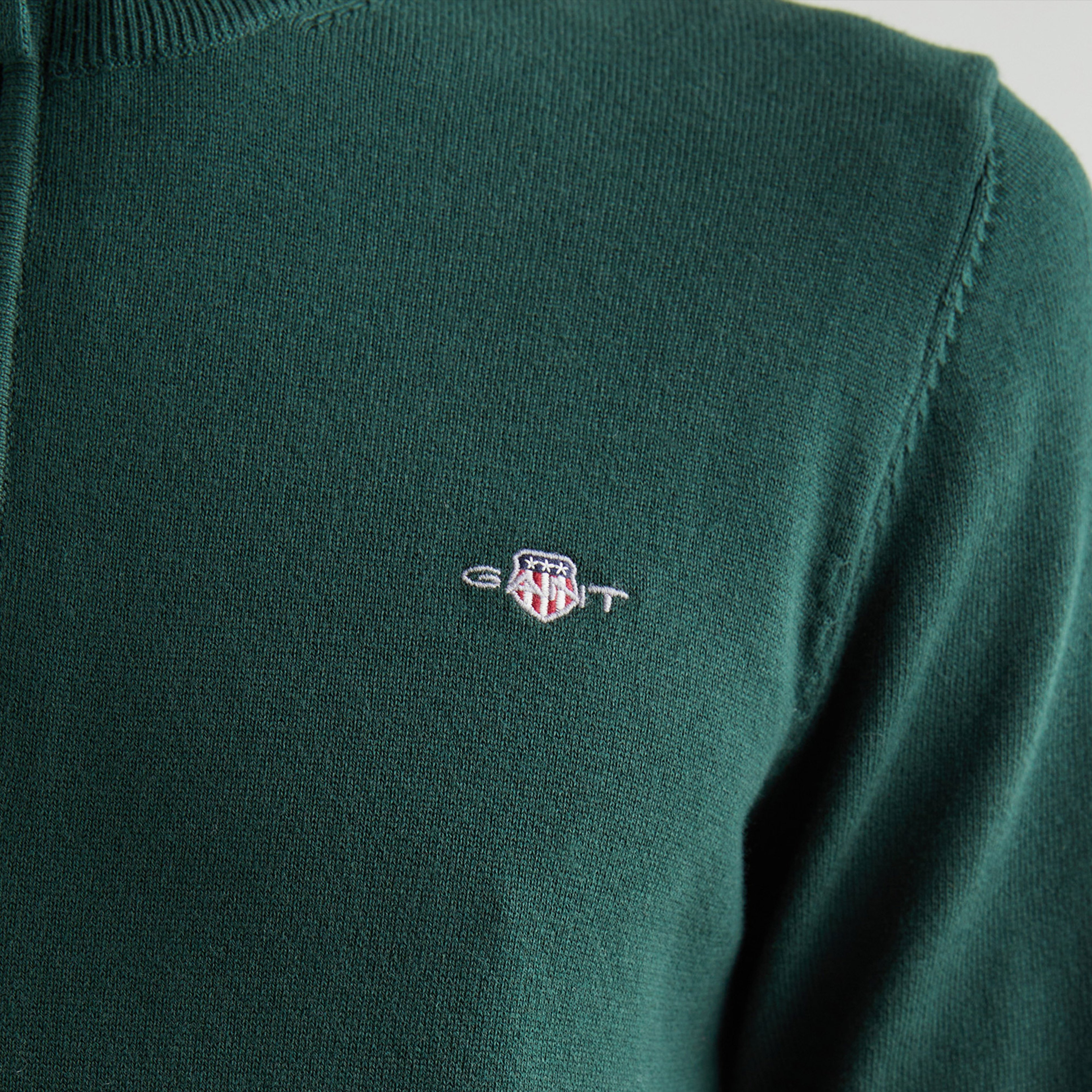 GANT Erkek Yeşil Regular Fit Yarım Fermuarlı Kazak