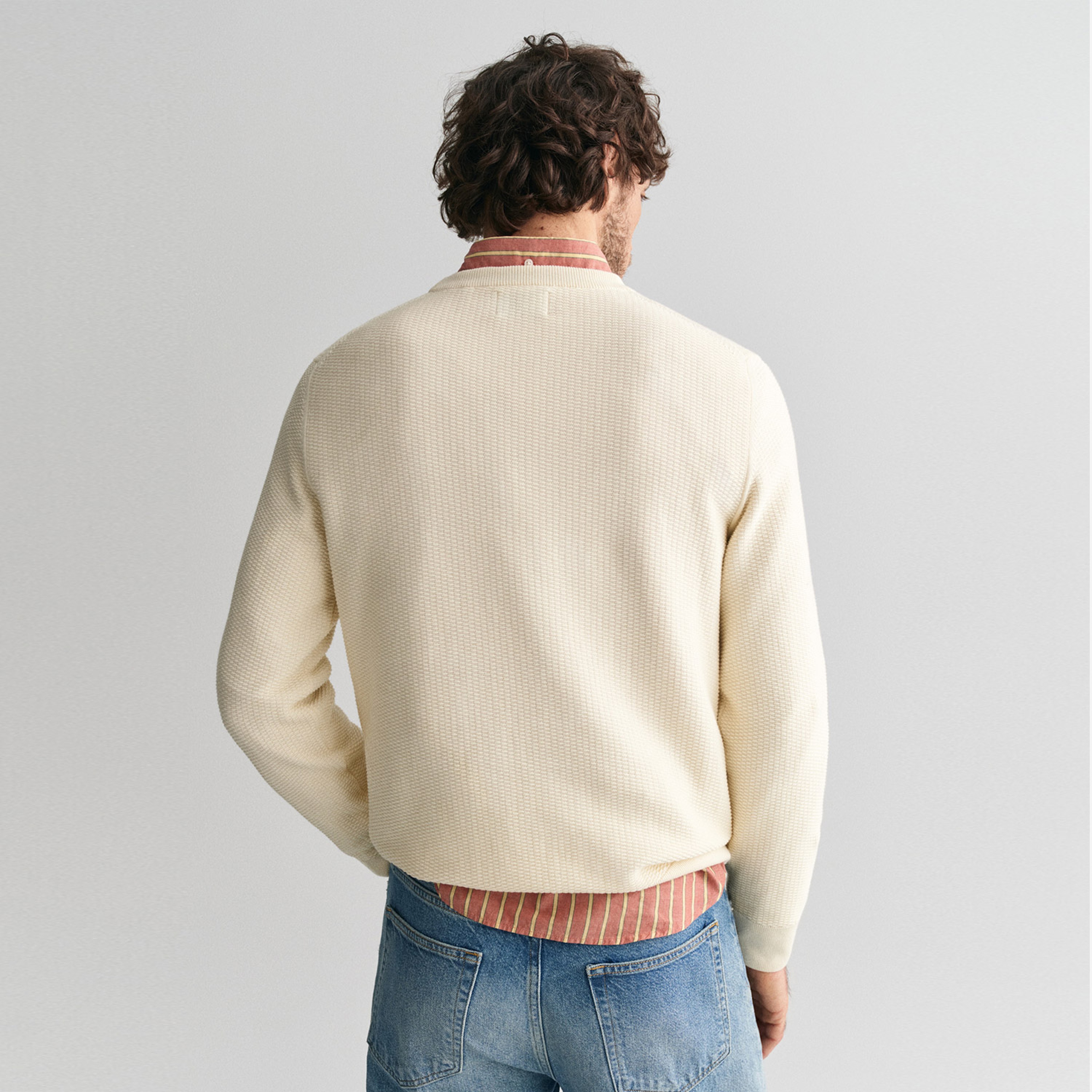 GANT Erkek Krem Regular Fit Bisiklet Yaka Kazak