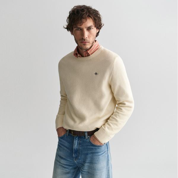 GANT Erkek Krem Regular Fit Bisiklet Yaka Kazak