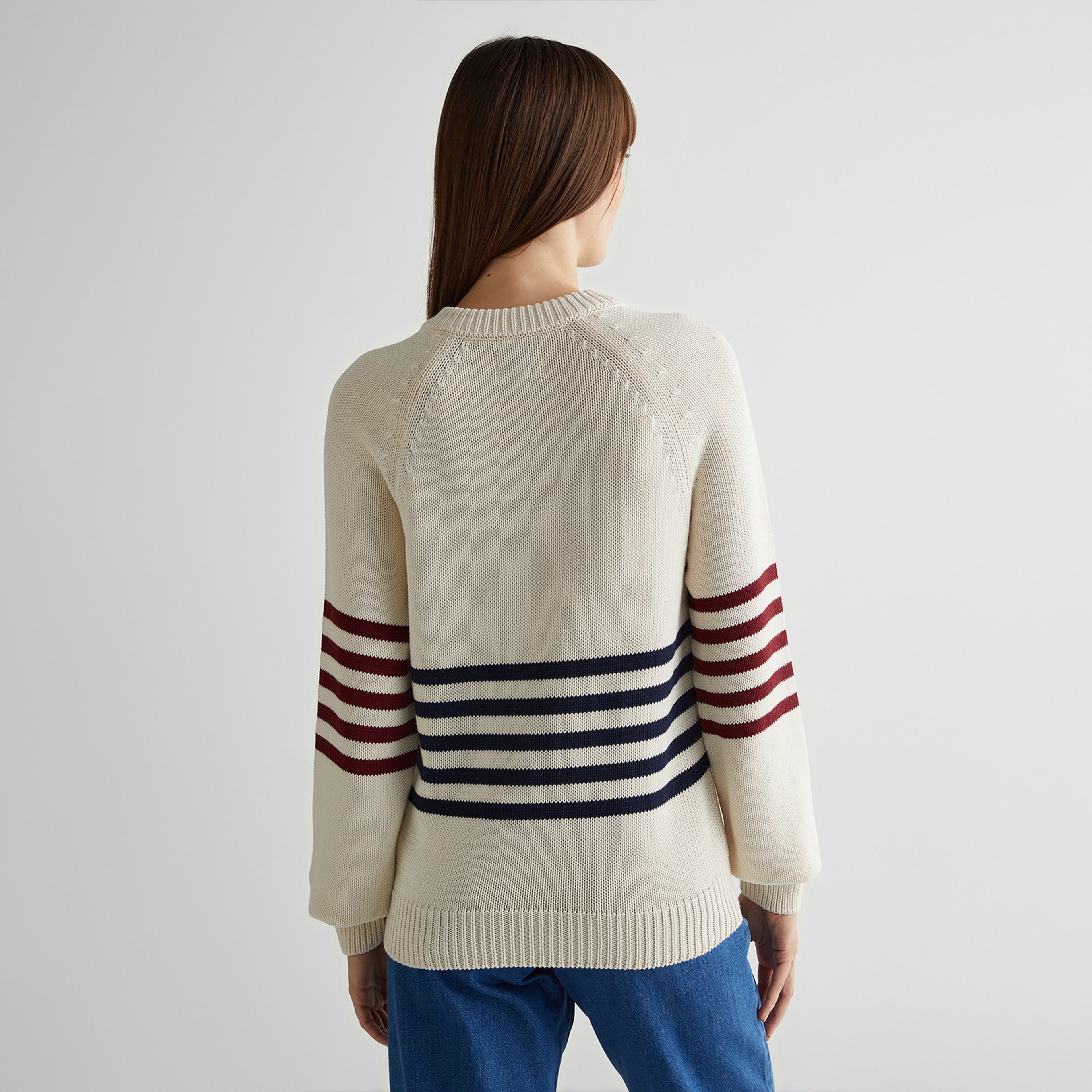 GANT Kadın Krem Regular Fit Bisiklet Yaka Logolu Kazak