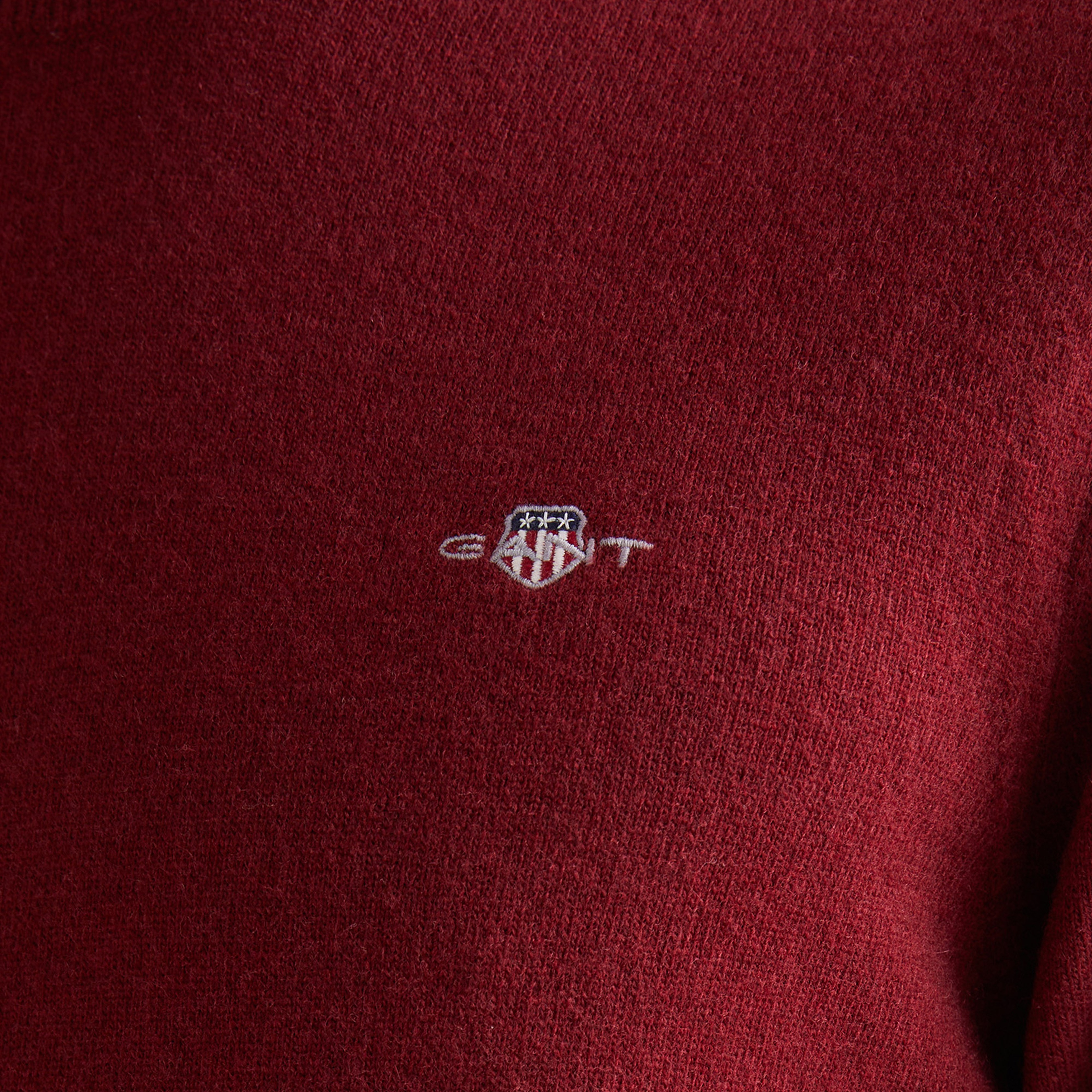 GANT Erkek Bordo Regular Fit Bisiklet Yaka Yün Kazak