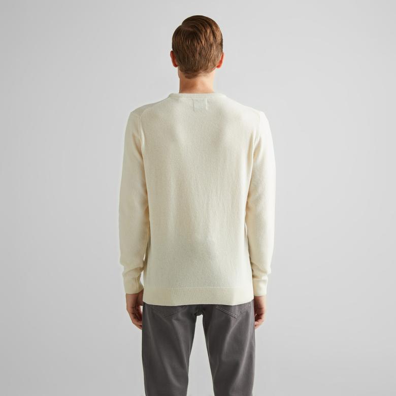 GANT Erkek Krem Regular Fit Bisiklet Yaka Yün Kazak