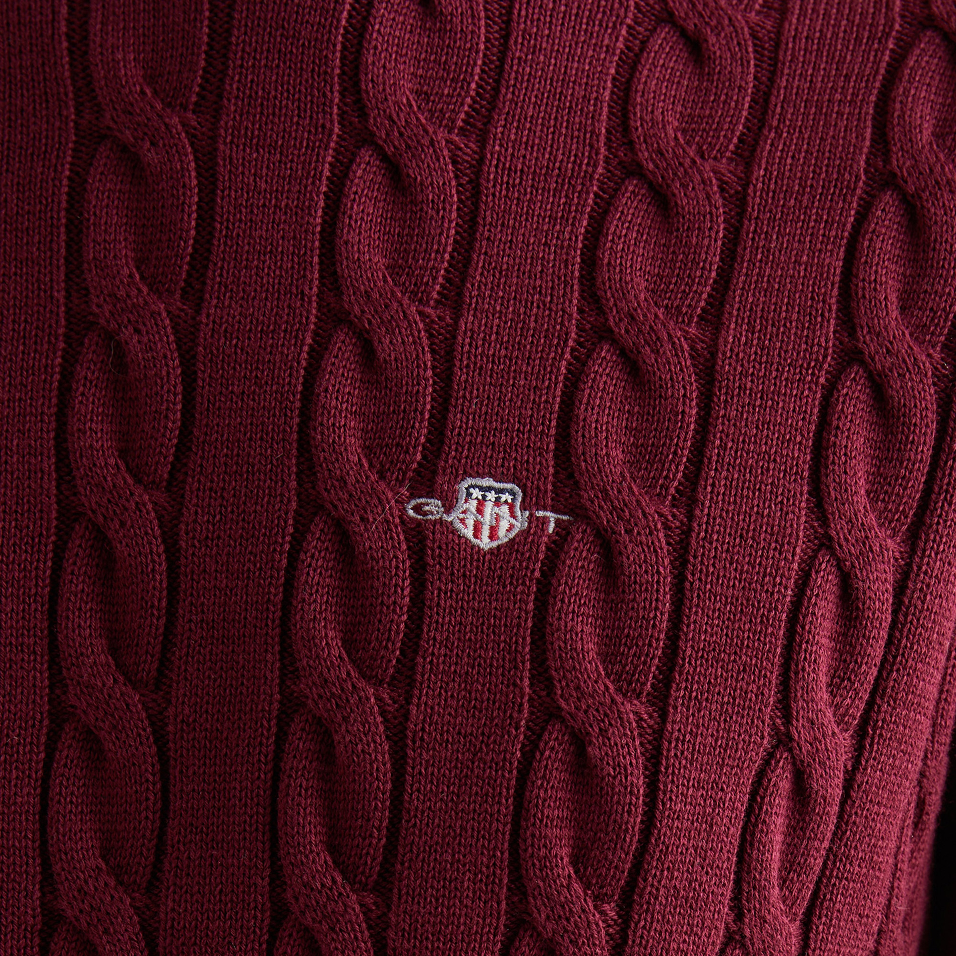 GANT Erkek Bordo Regular Fit Bisiklet Yaka Kazak