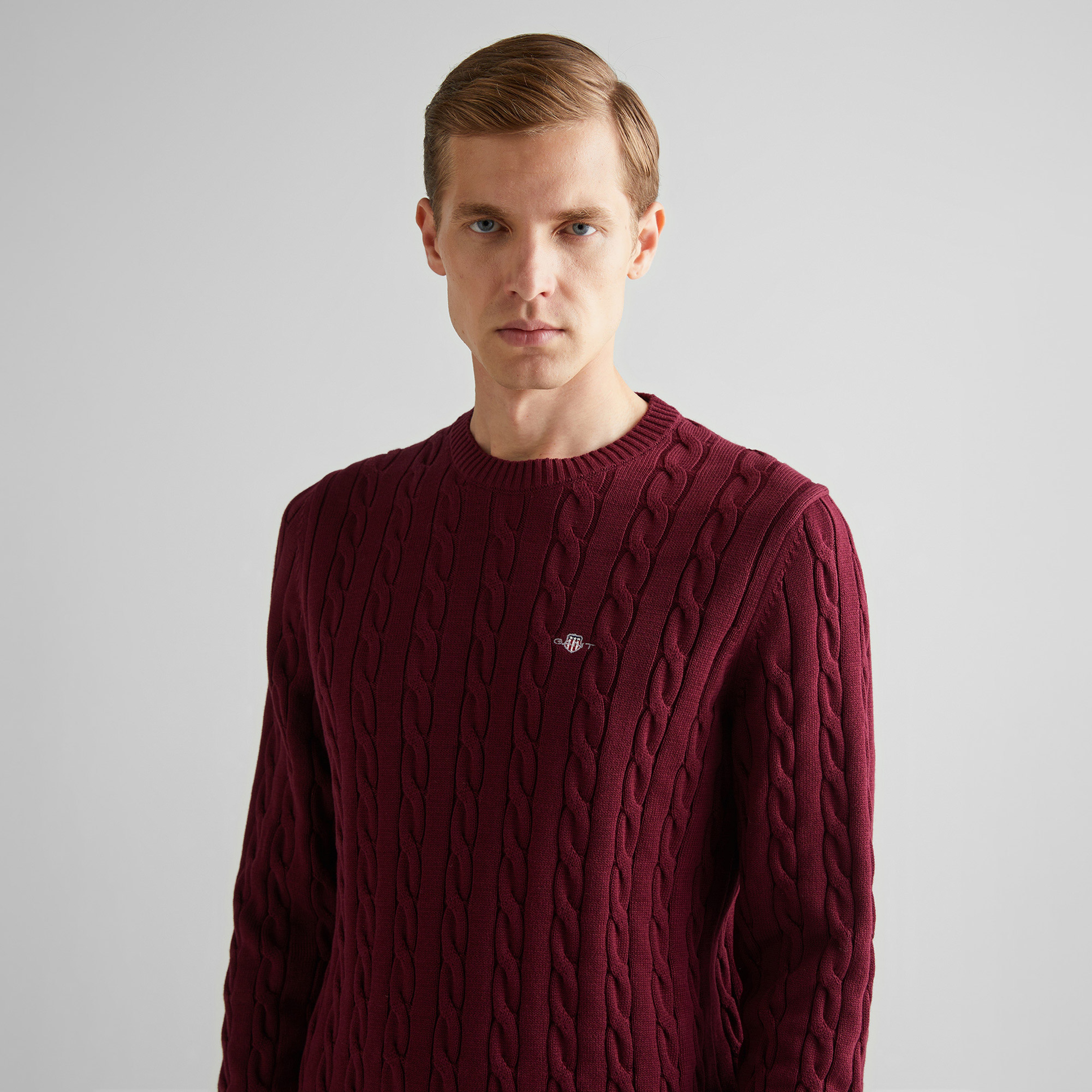 GANT Erkek Bordo Regular Fit Bisiklet Yaka Kazak