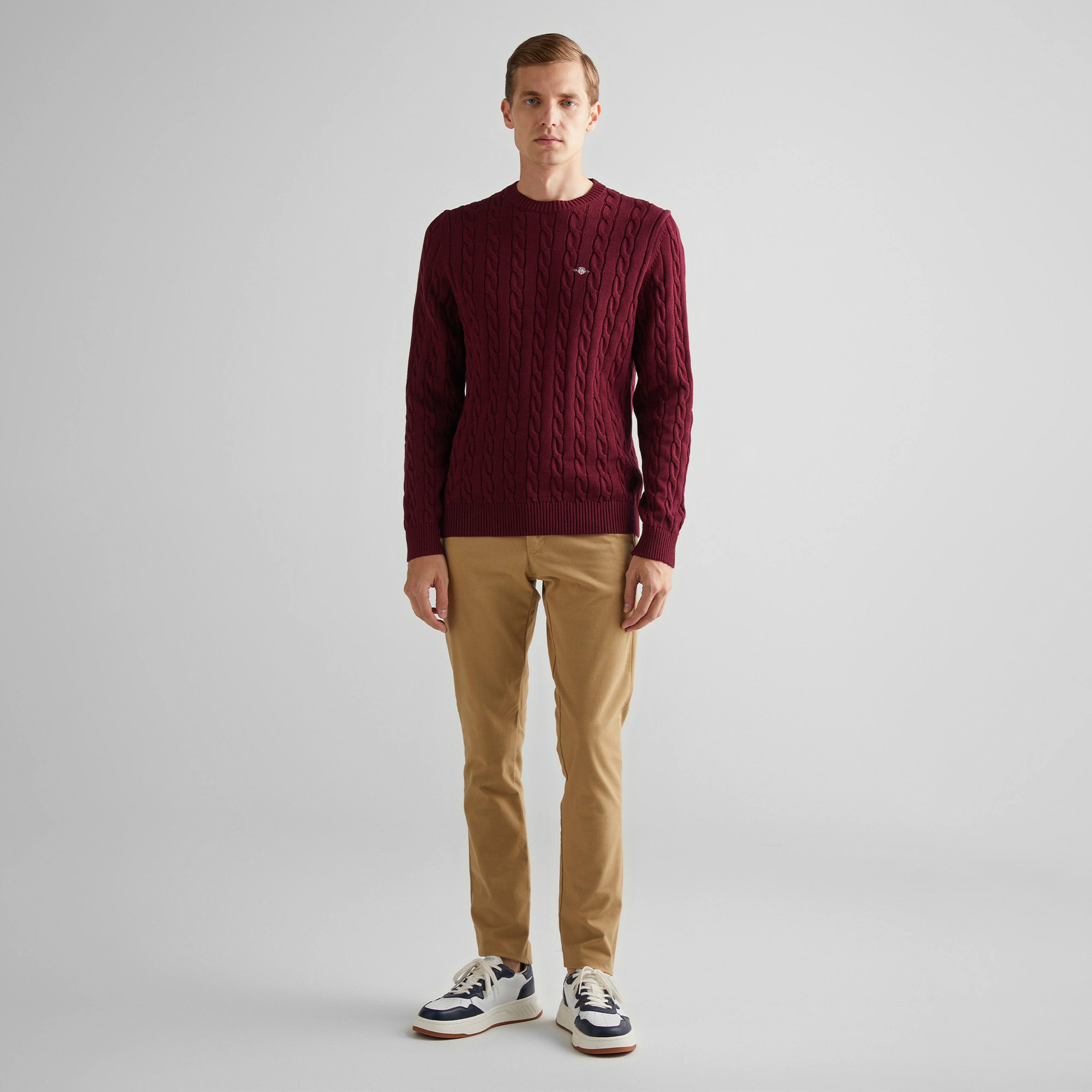 GANT Erkek Bordo Regular Fit Bisiklet Yaka Kazak