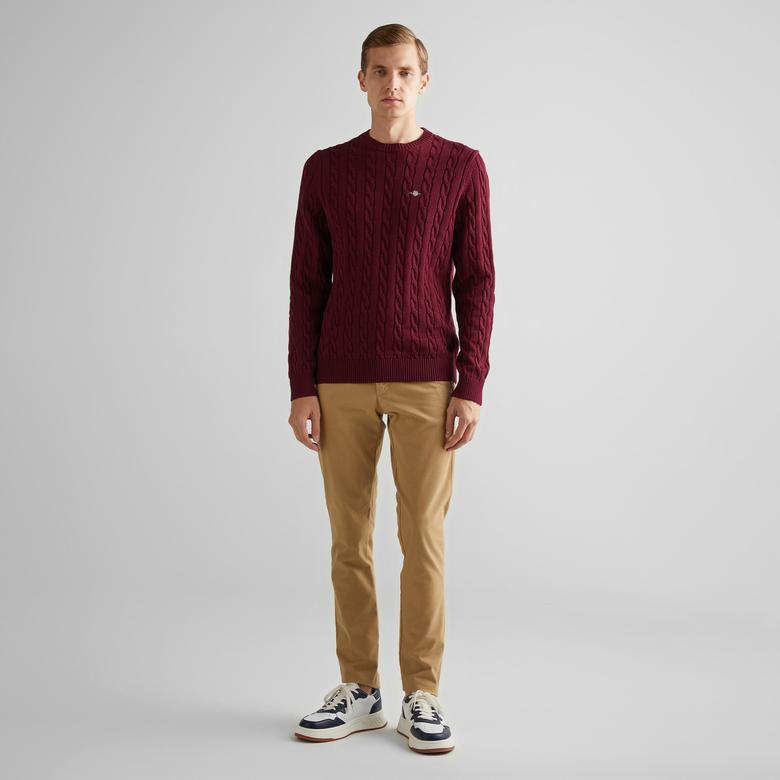 GANT Erkek Bordo Regular Fit Bisiklet Yaka Kazak