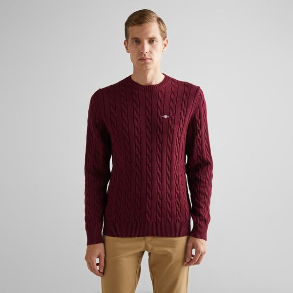 GANT Erkek Bordo Regular Fit Bisiklet Yaka Kazak
