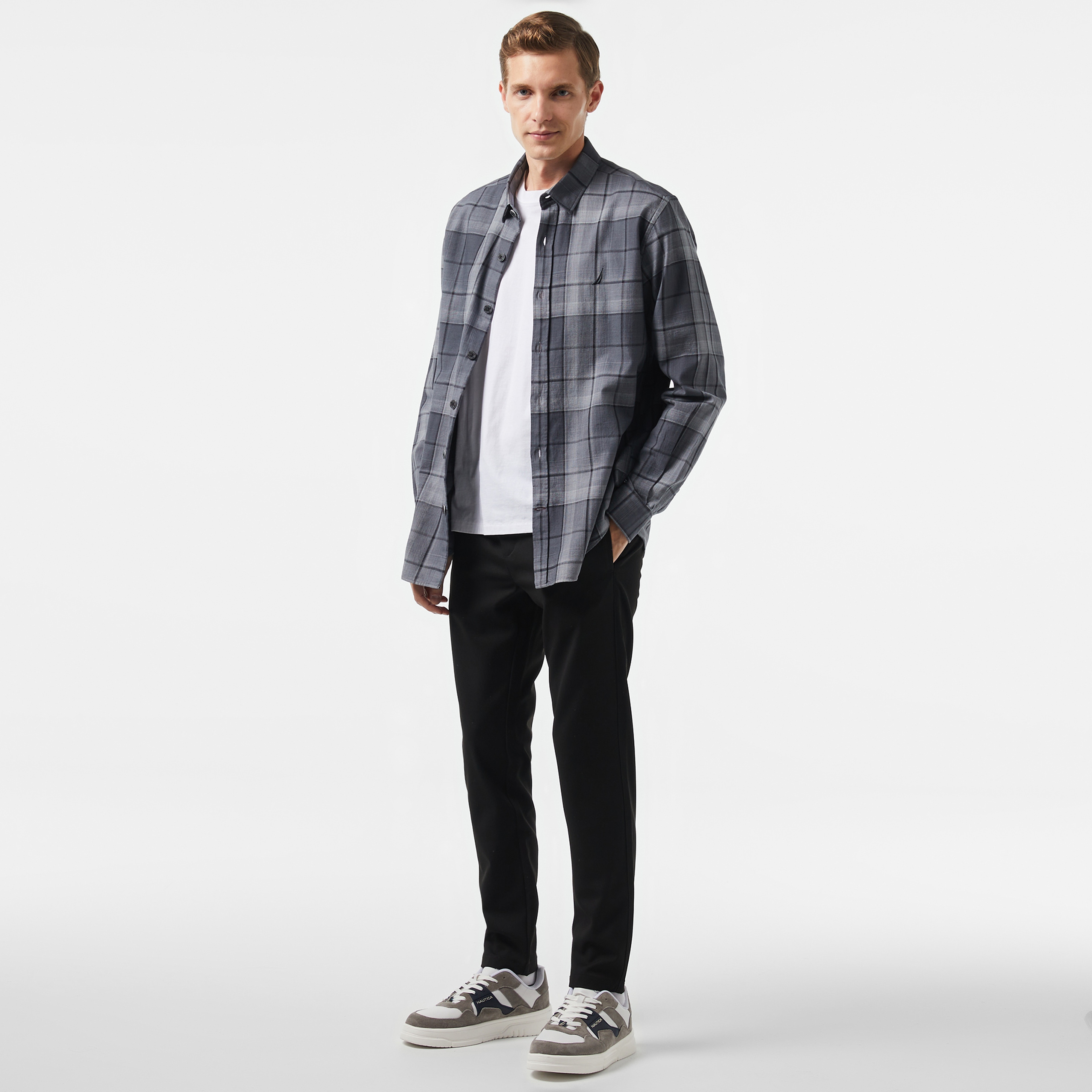 Nautica Erkek Gri Classic Fit Gömlek