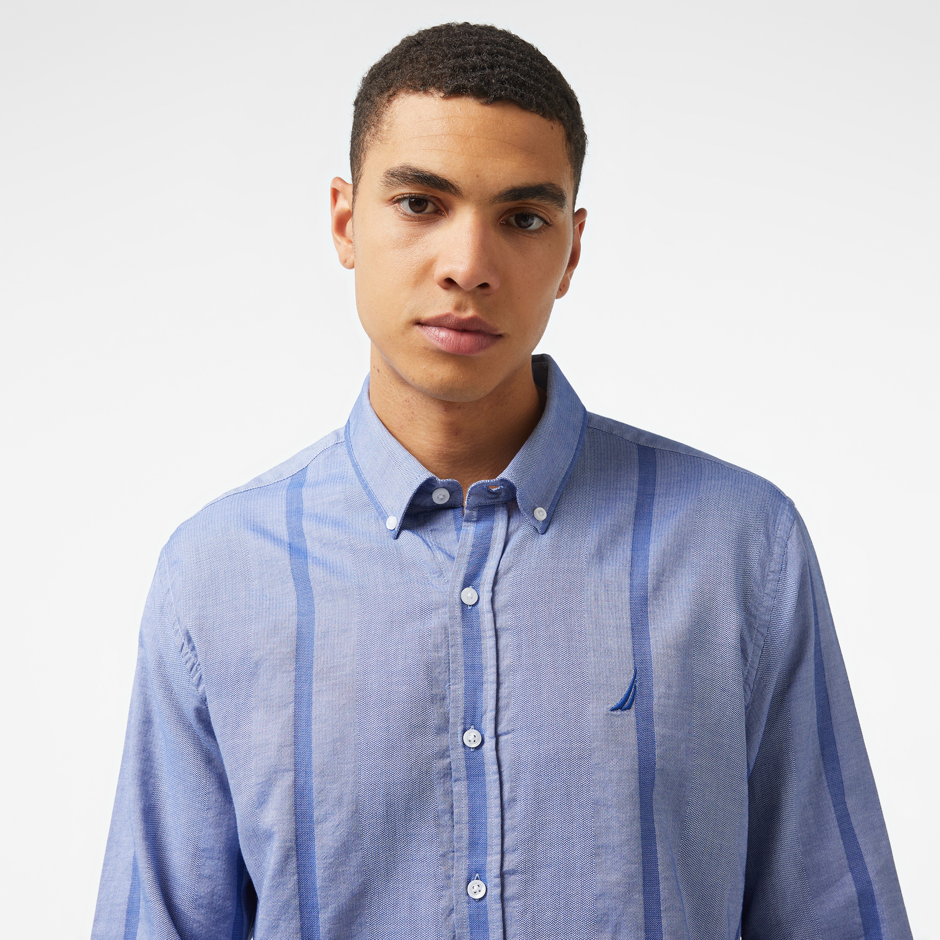 Nautica Erkek Mavi Classic Fit Çizgili Gömlek