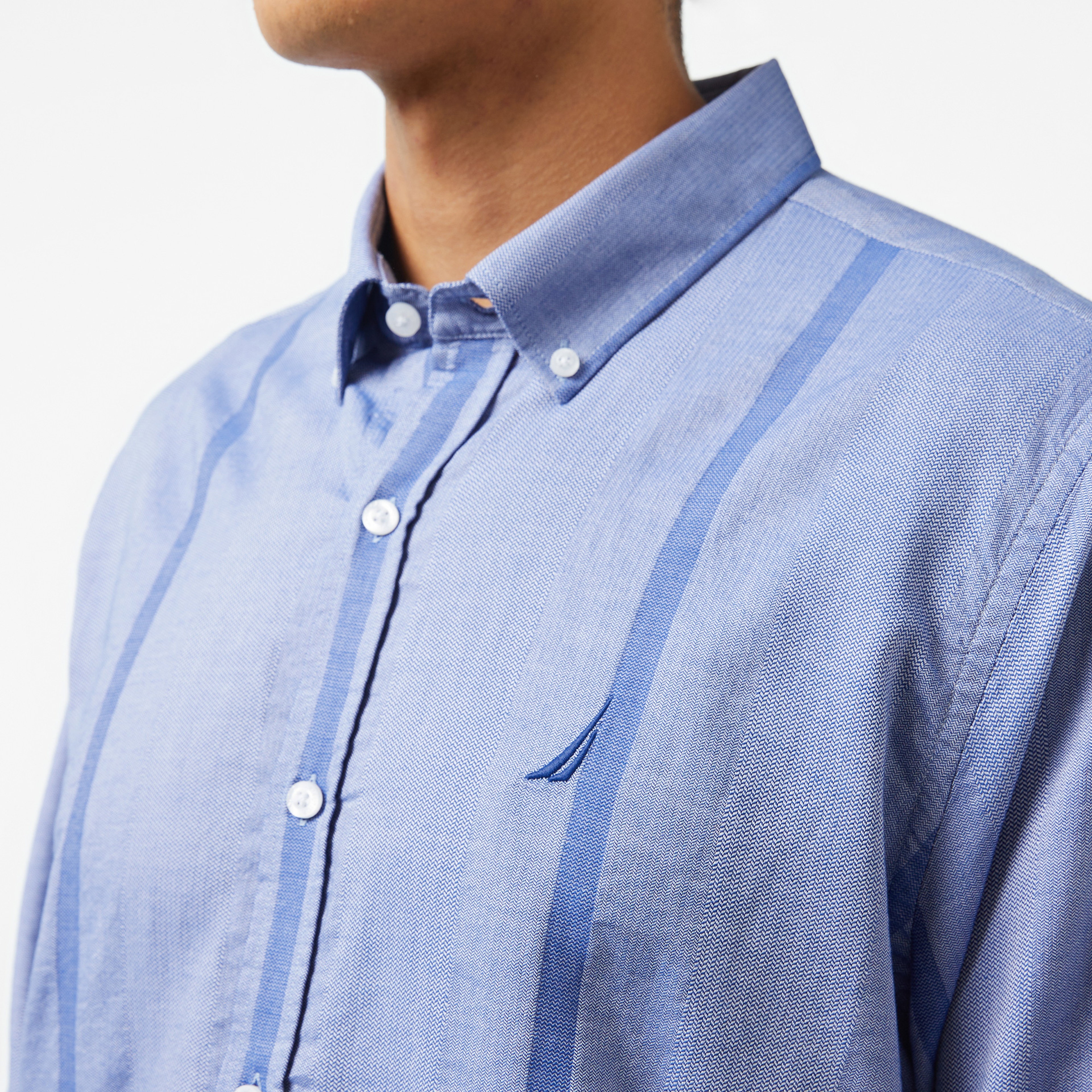 Nautica Erkek Mavi Classic Fit Çizgili Gömlek