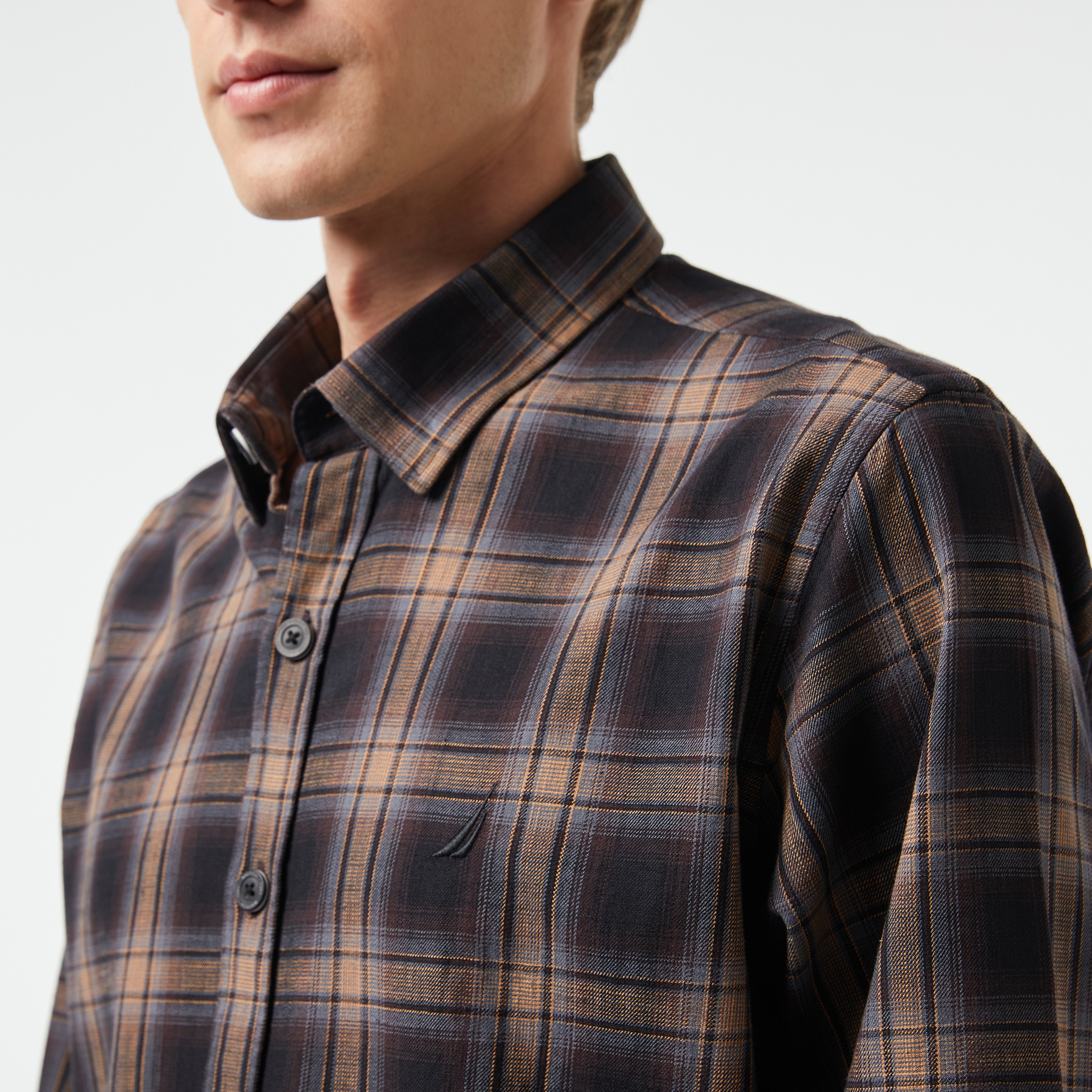 Nautica Erkek Kahverengi Kareli Gömlek